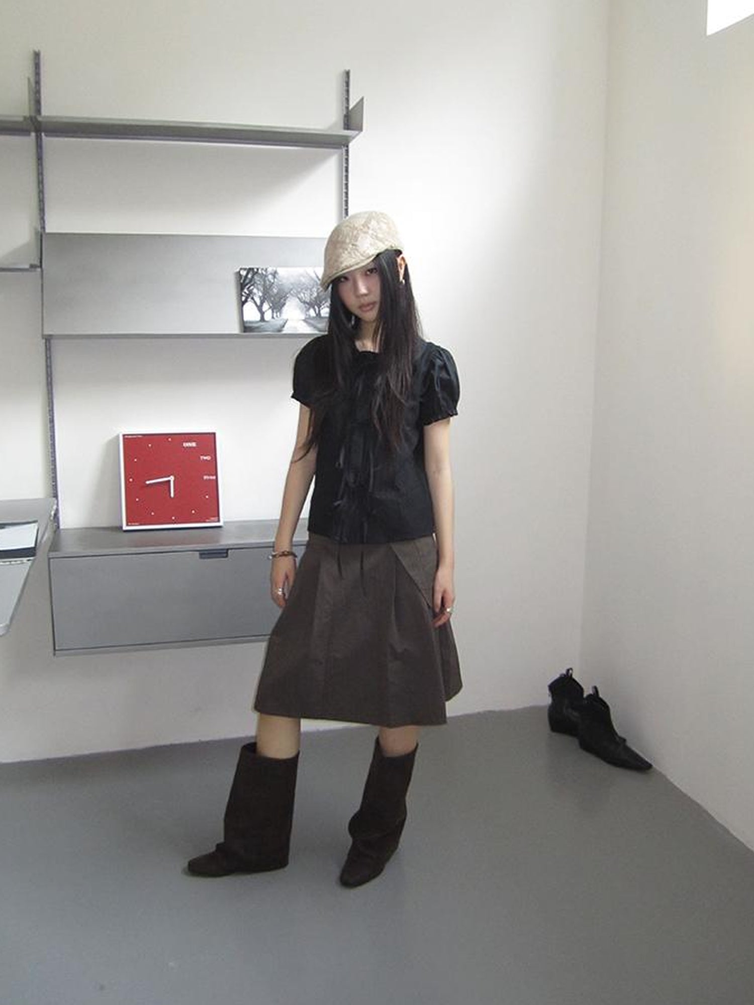 ang project Vintage Embroidery Doll Collar Short Sleeve Shirt