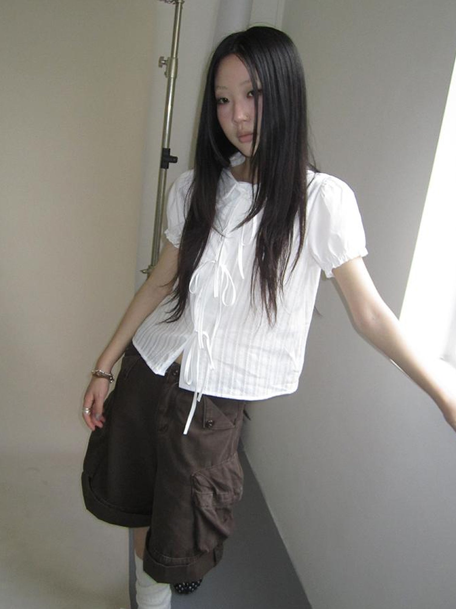 ang project Vintage Embroidery Doll Collar Short Sleeve Shirt