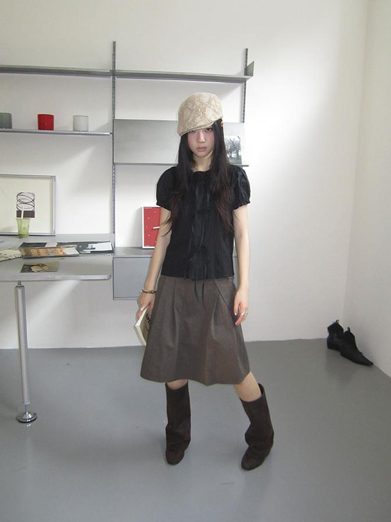 ang project Vintage Embroidery Doll Collar Short Sleeve Shirt