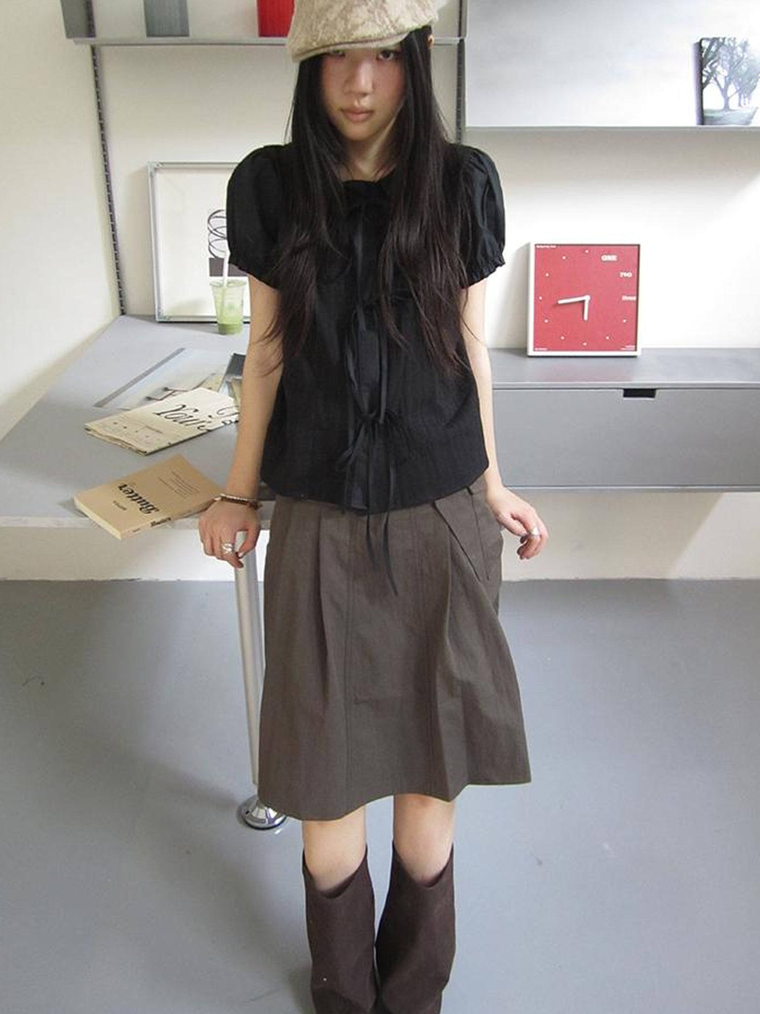 ang project Vintage Embroidery Doll Collar Short Sleeve Shirt