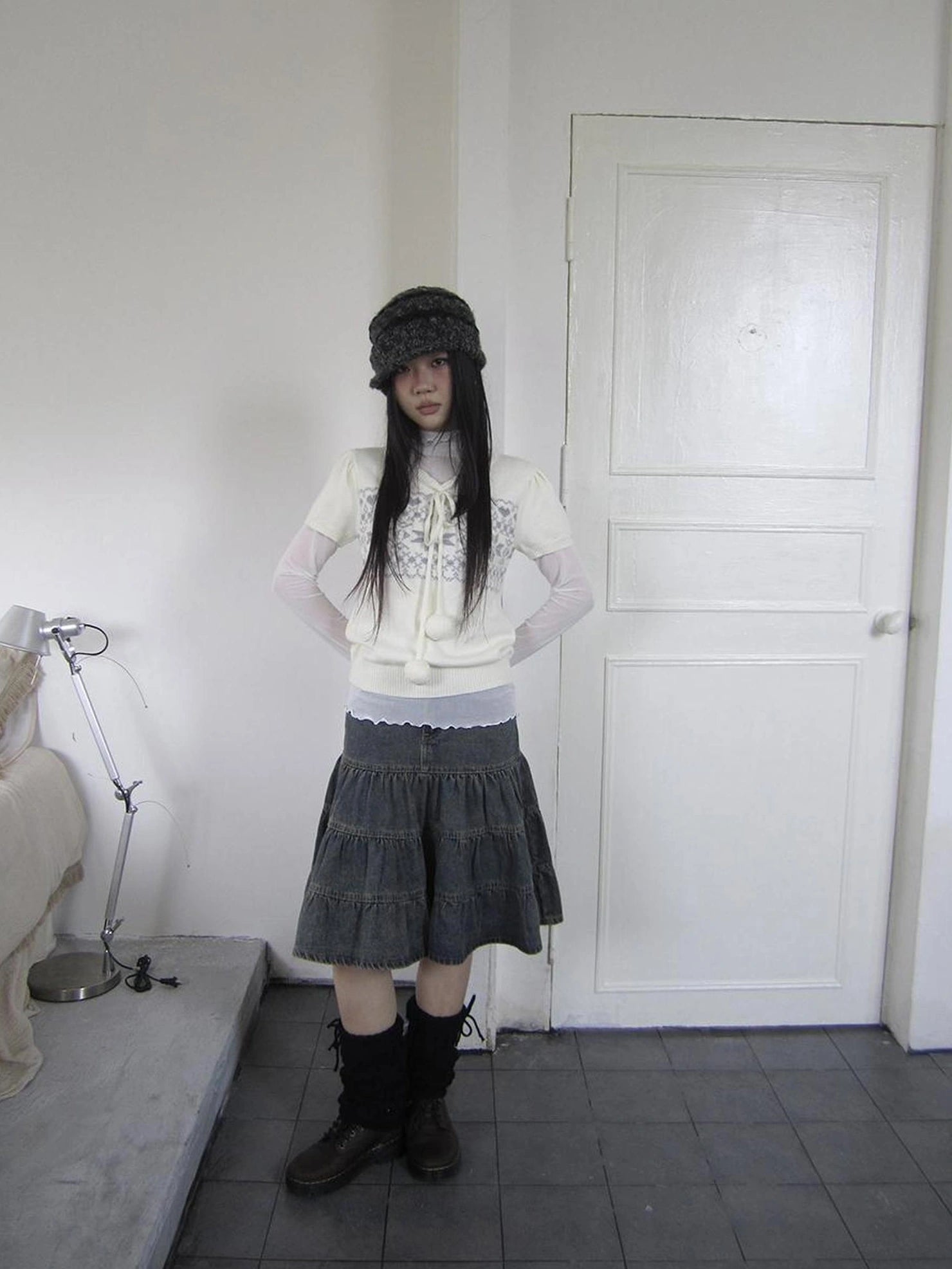 ang project Vintage Ethnic Jacquard Tie Front Knit Top Cardigan