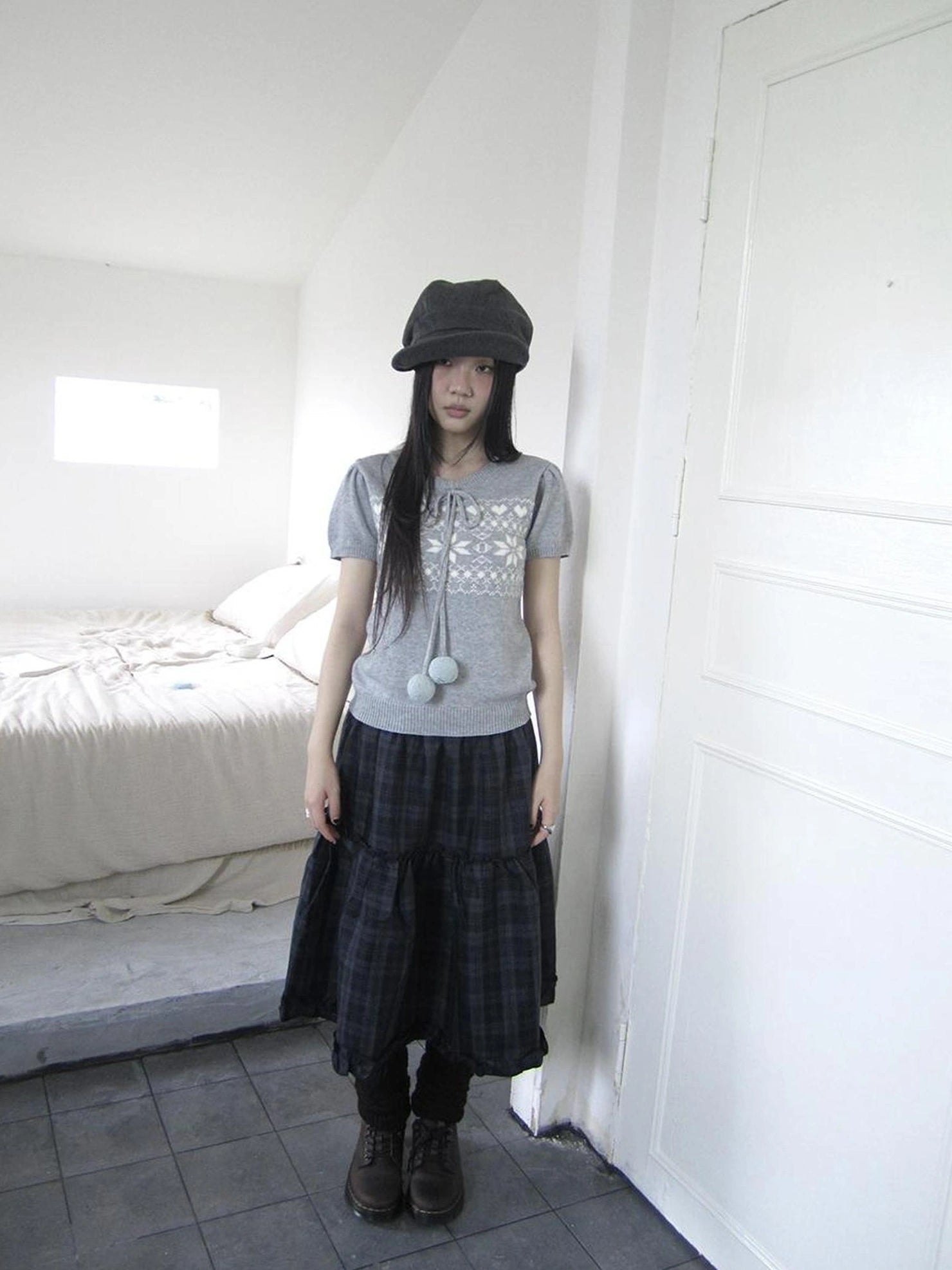 ang project Vintage Ethnic Jacquard Tie Front Knit Top Cardigan