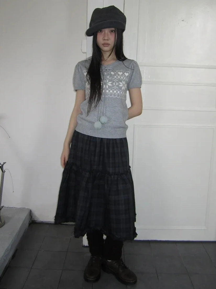 ang project Vintage Ethnic Jacquard Tie Front Knit Top Cardigan