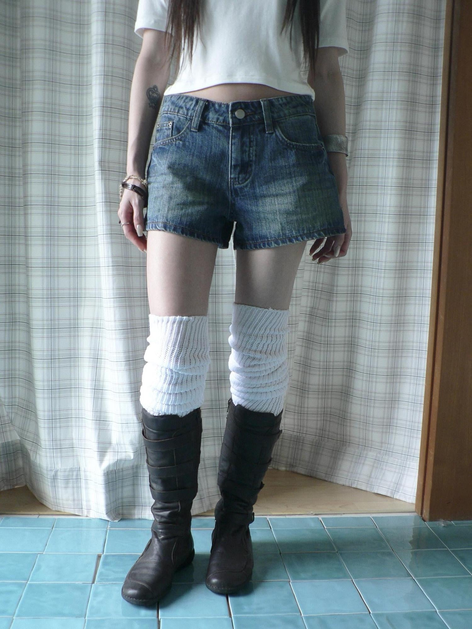 ang project Vintage Faded Distressed Stonewash Slimming Low Rise Women&
