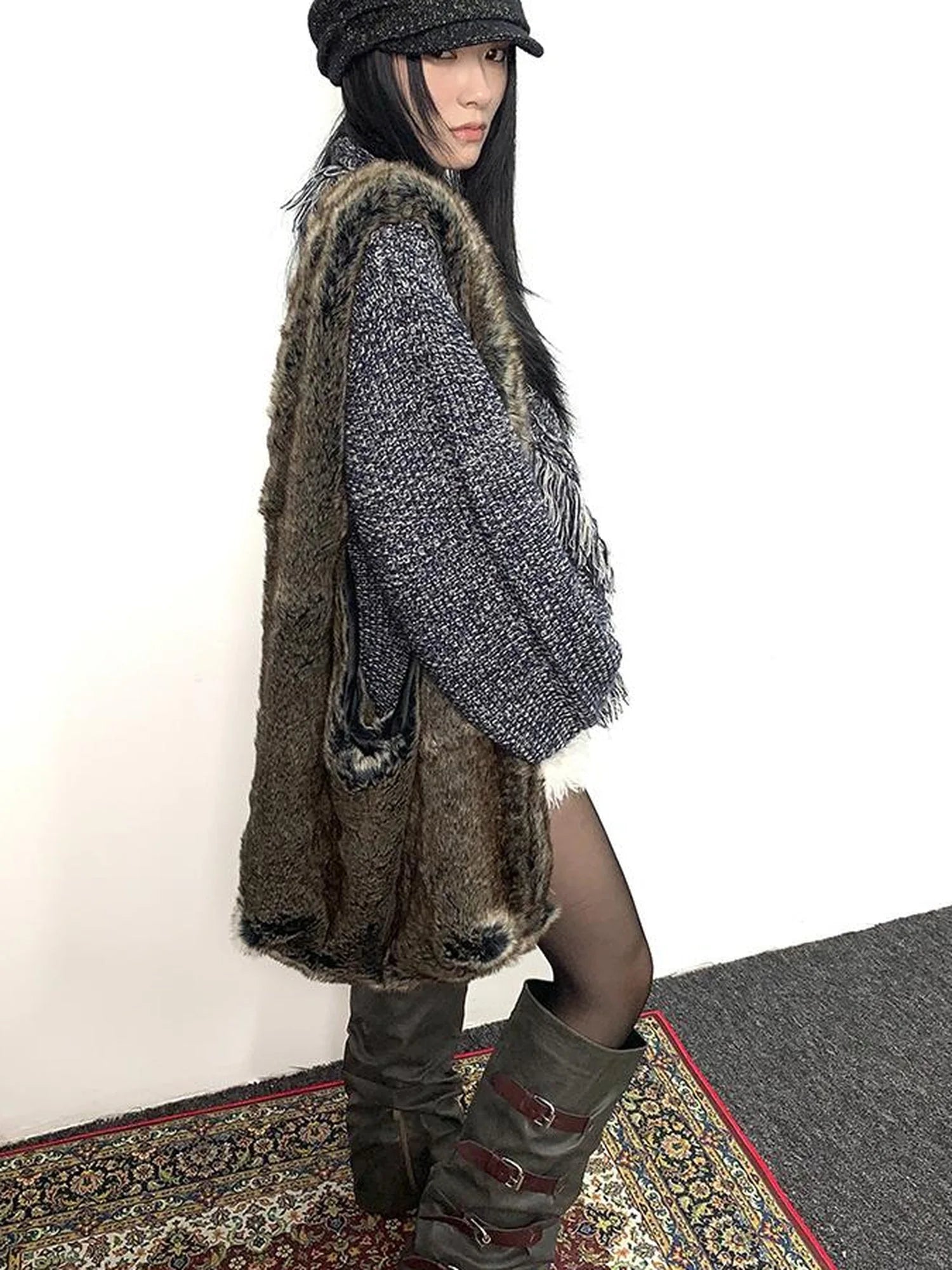 Vintage Faux Fur Shoulder Bag Large Capacity Fluffy Crossbody