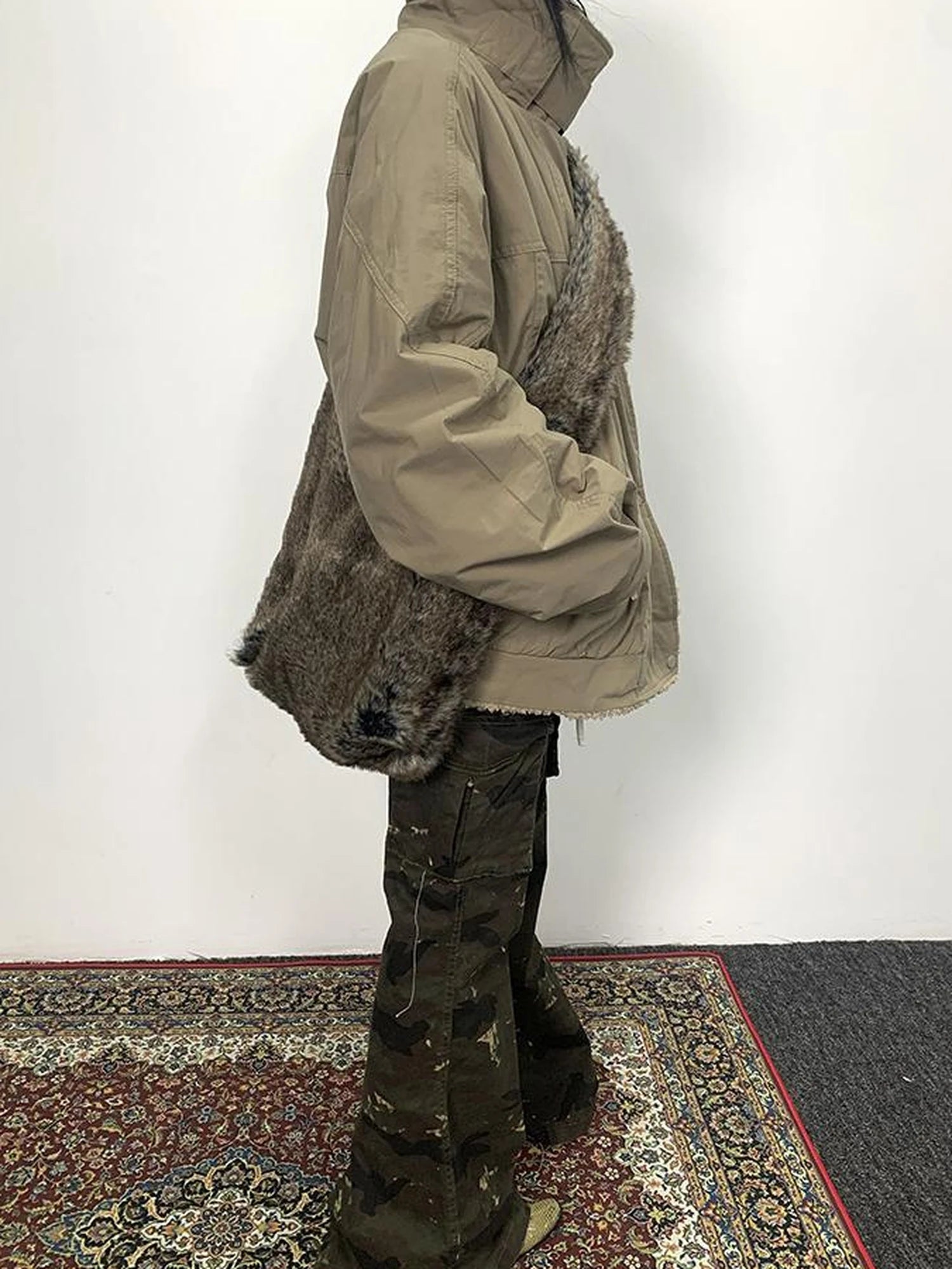 Vintage Faux Fur Shoulder Bag Large Capacity Fluffy Crossbody