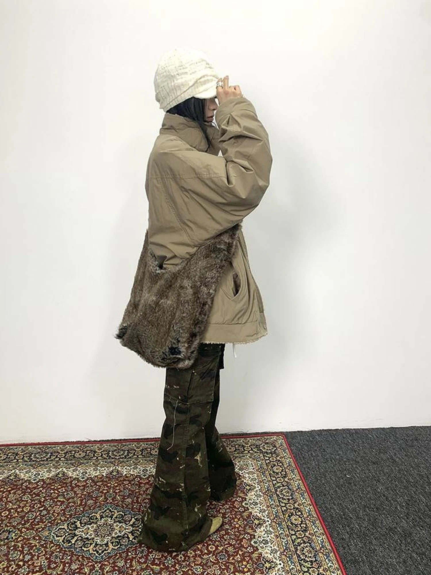 Vintage Faux Fur Shoulder Bag Large Capacity Fluffy Crossbody