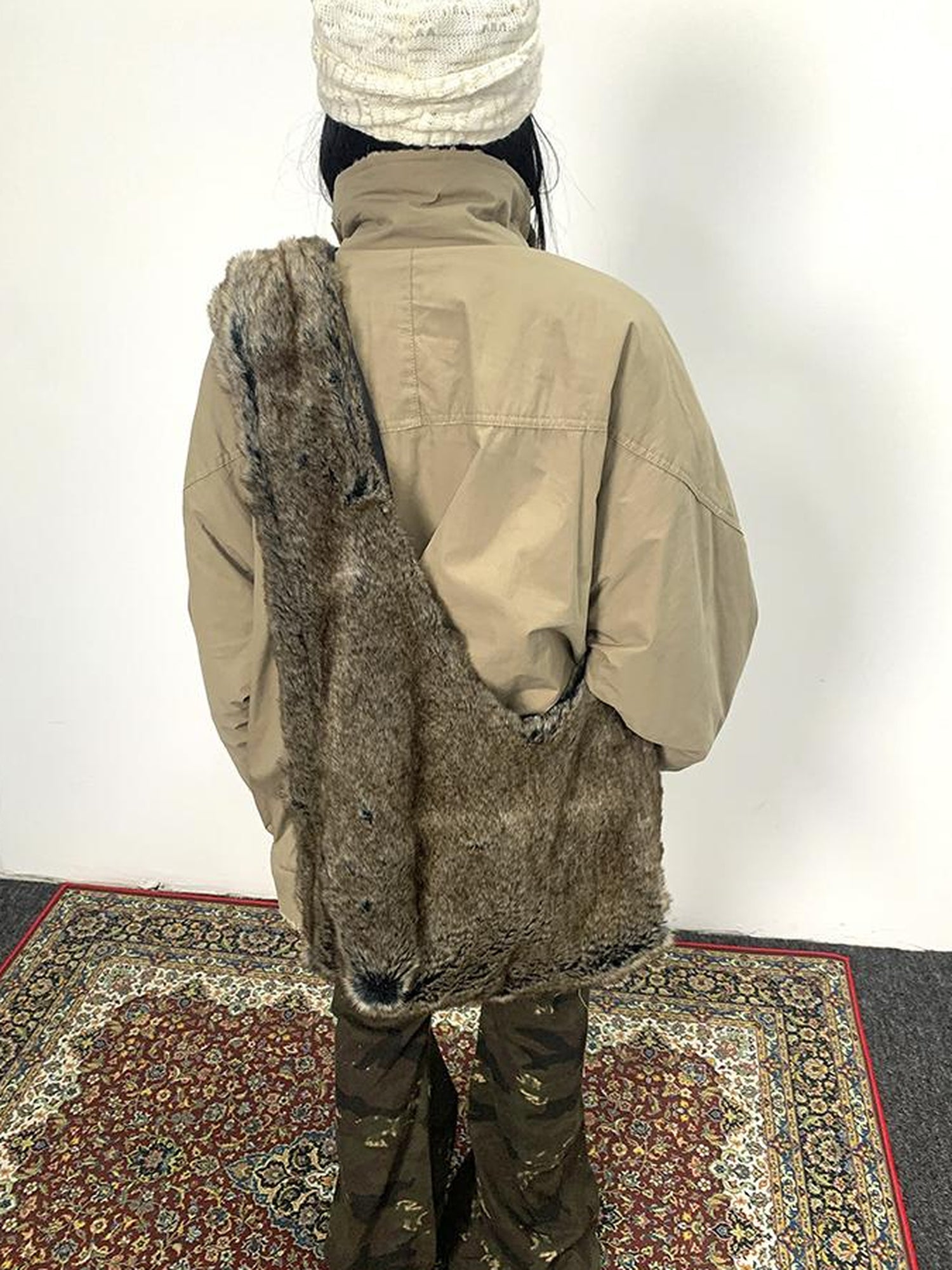 ang project Vintage Faux Fur Shoulder Bag Large Capacity Fluffy Crossbody