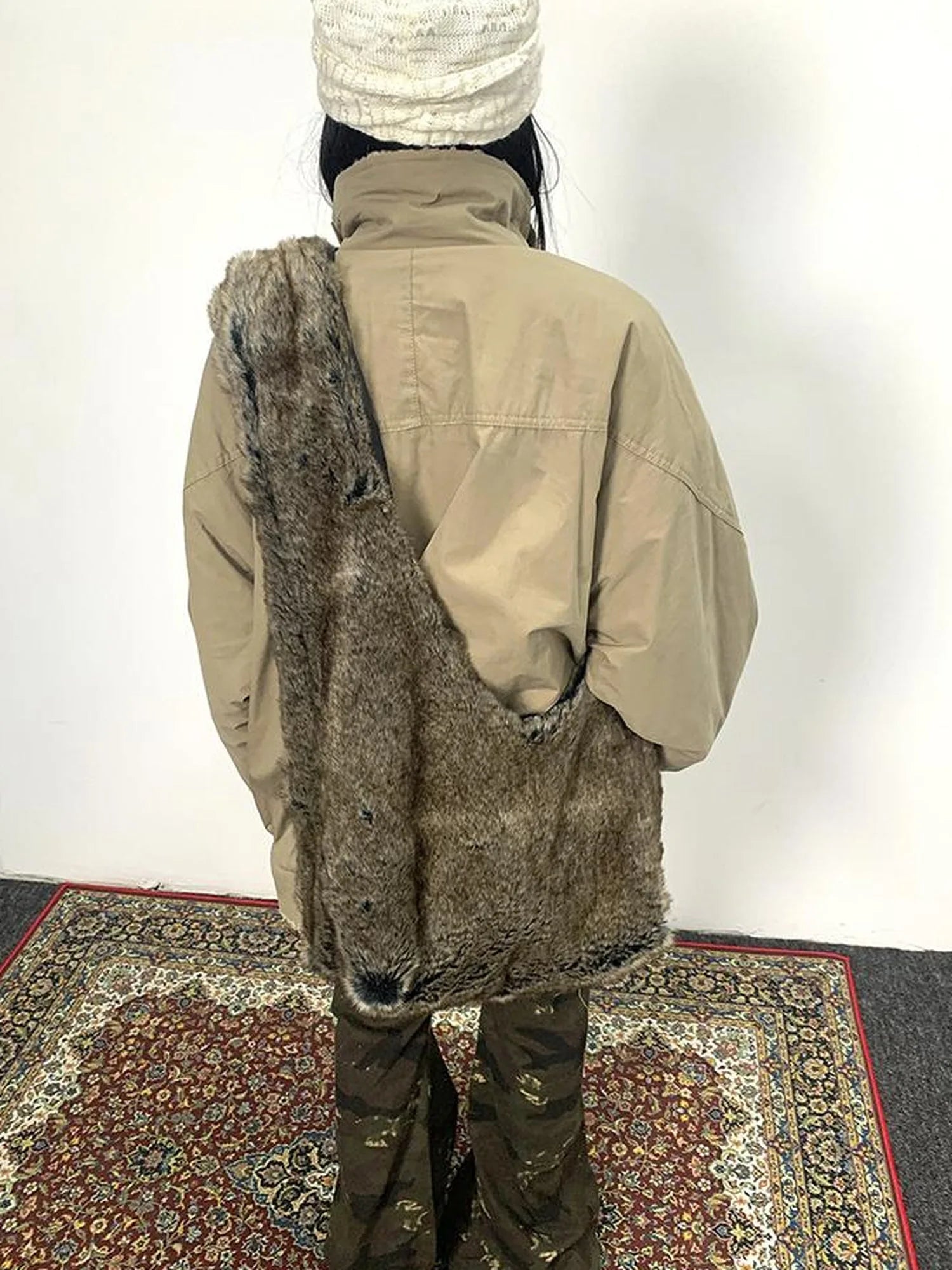 Vintage Faux Fur Shoulder Bag Large Capacity Fluffy Crossbody