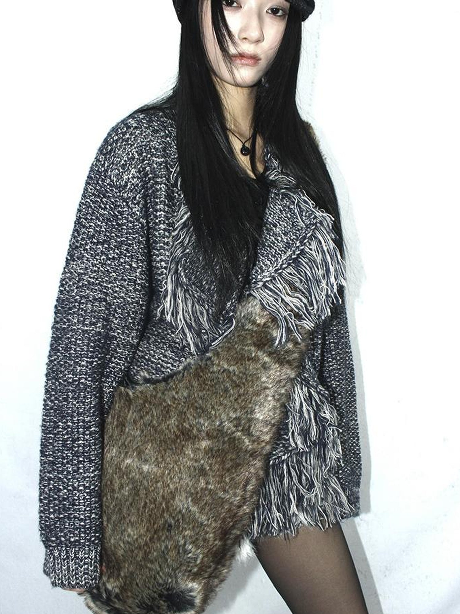 ang project Vintage Faux Fur Shoulder Bag Large Capacity Fluffy Crossbody