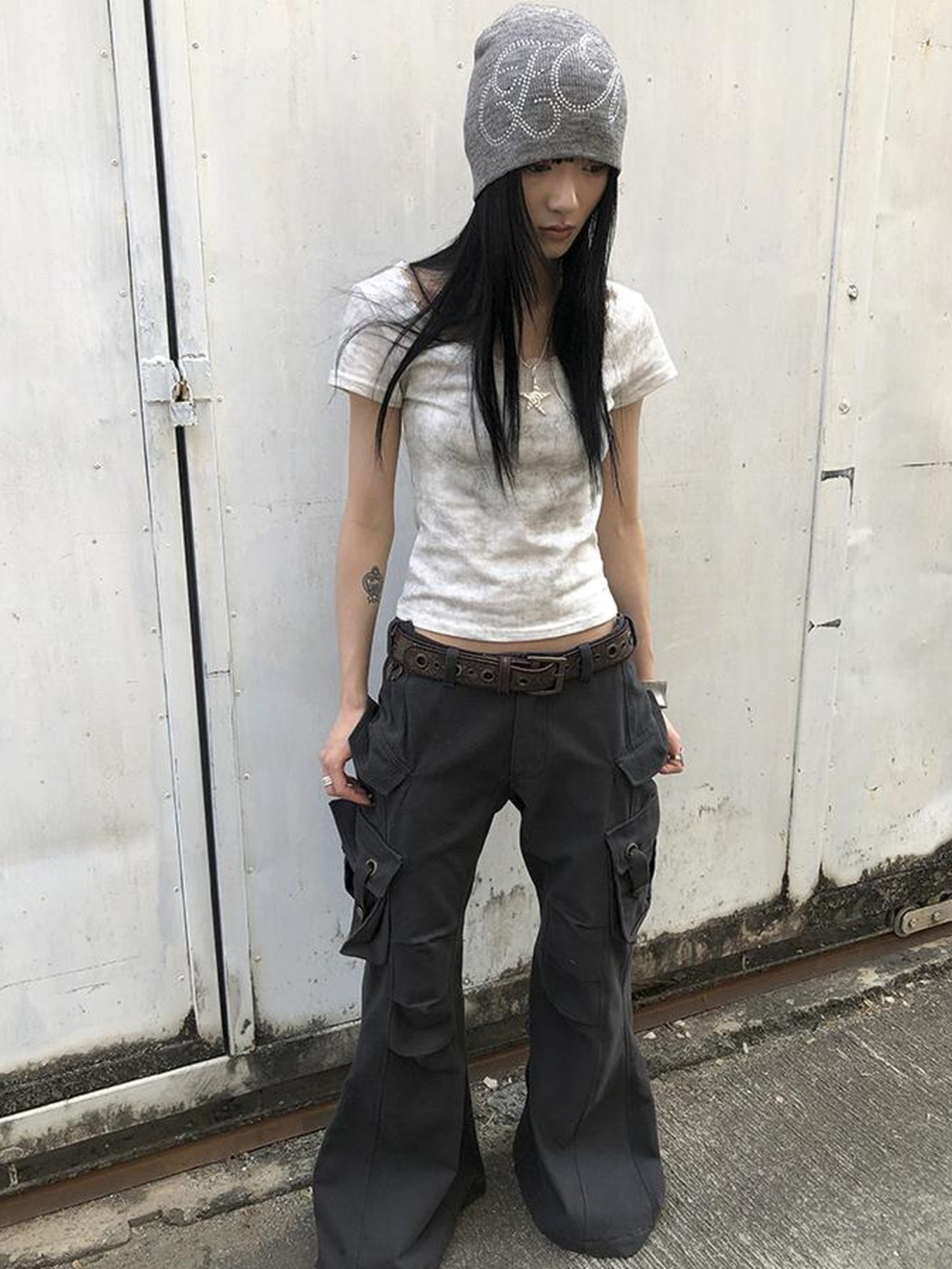Updateang project Vintage Floral Lace Collar Stretch Slim Tee