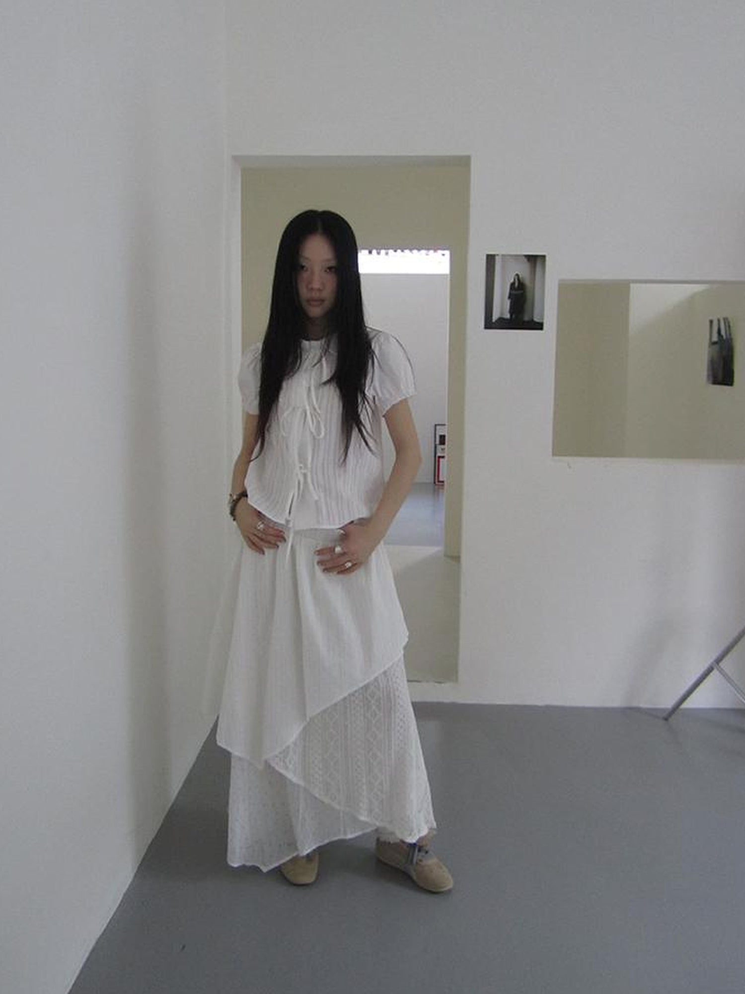 ang project Vintage Floral Patchwork Skirt With Elastic Waist