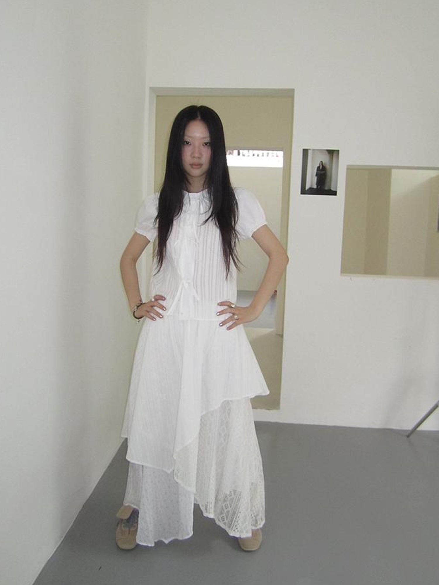 ang project Vintage Floral Patchwork Skirt With Elastic Waist