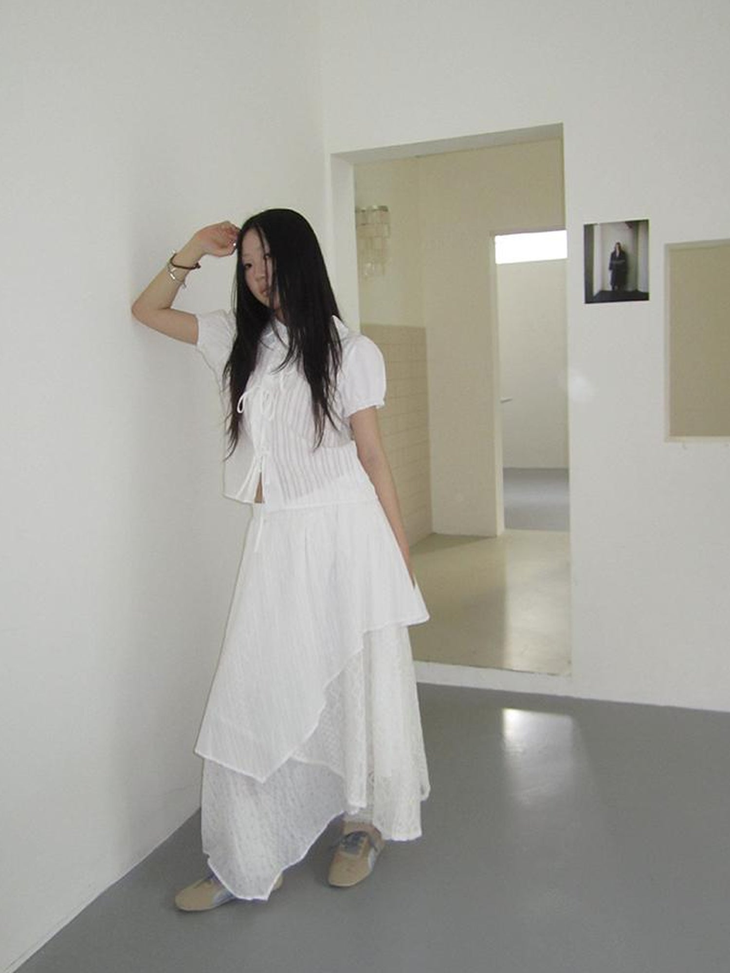 ang project Vintage Floral Patchwork Skirt With Elastic Waist