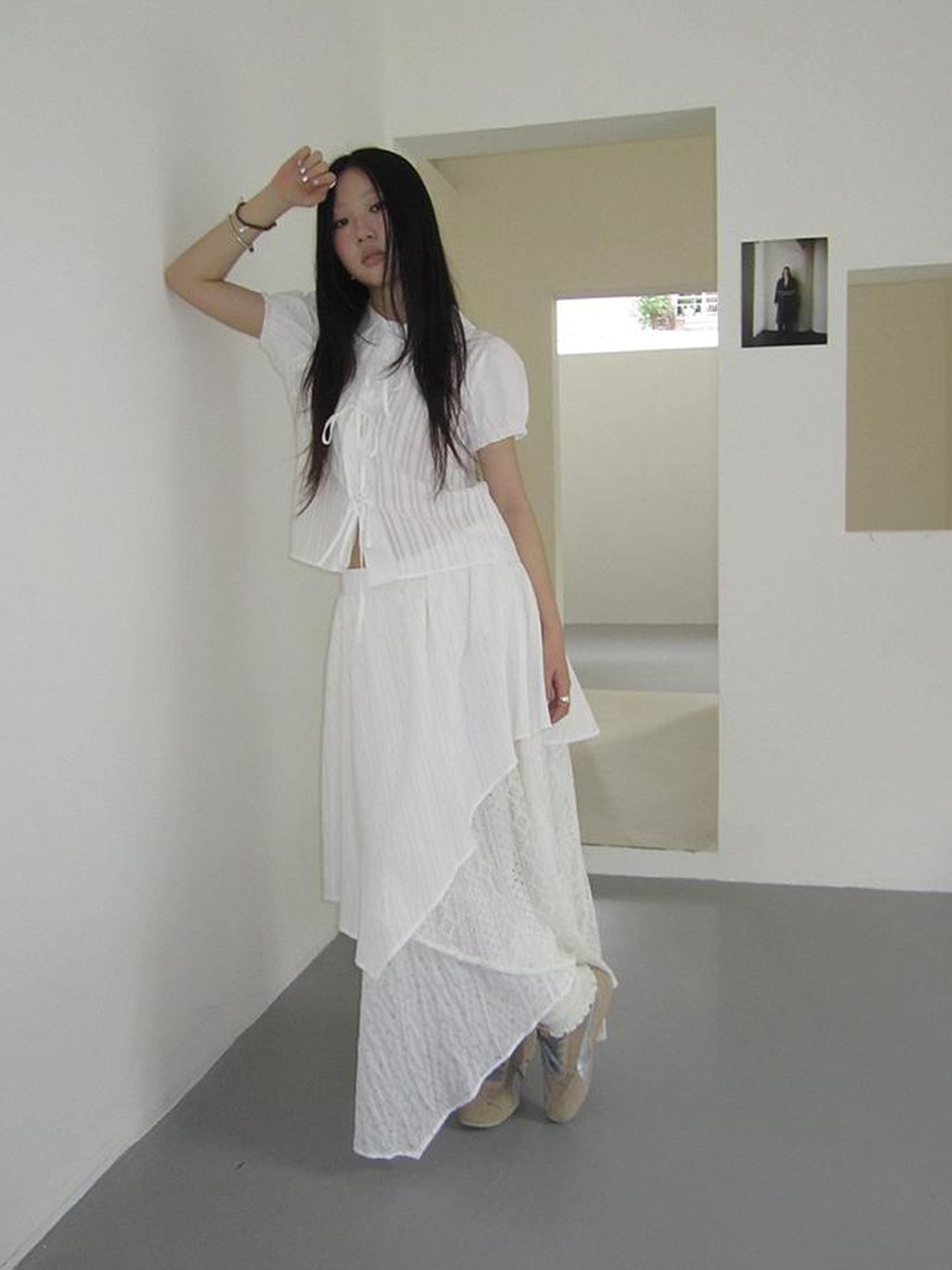 ang project Vintage Floral Patchwork Skirt With Elastic Waist