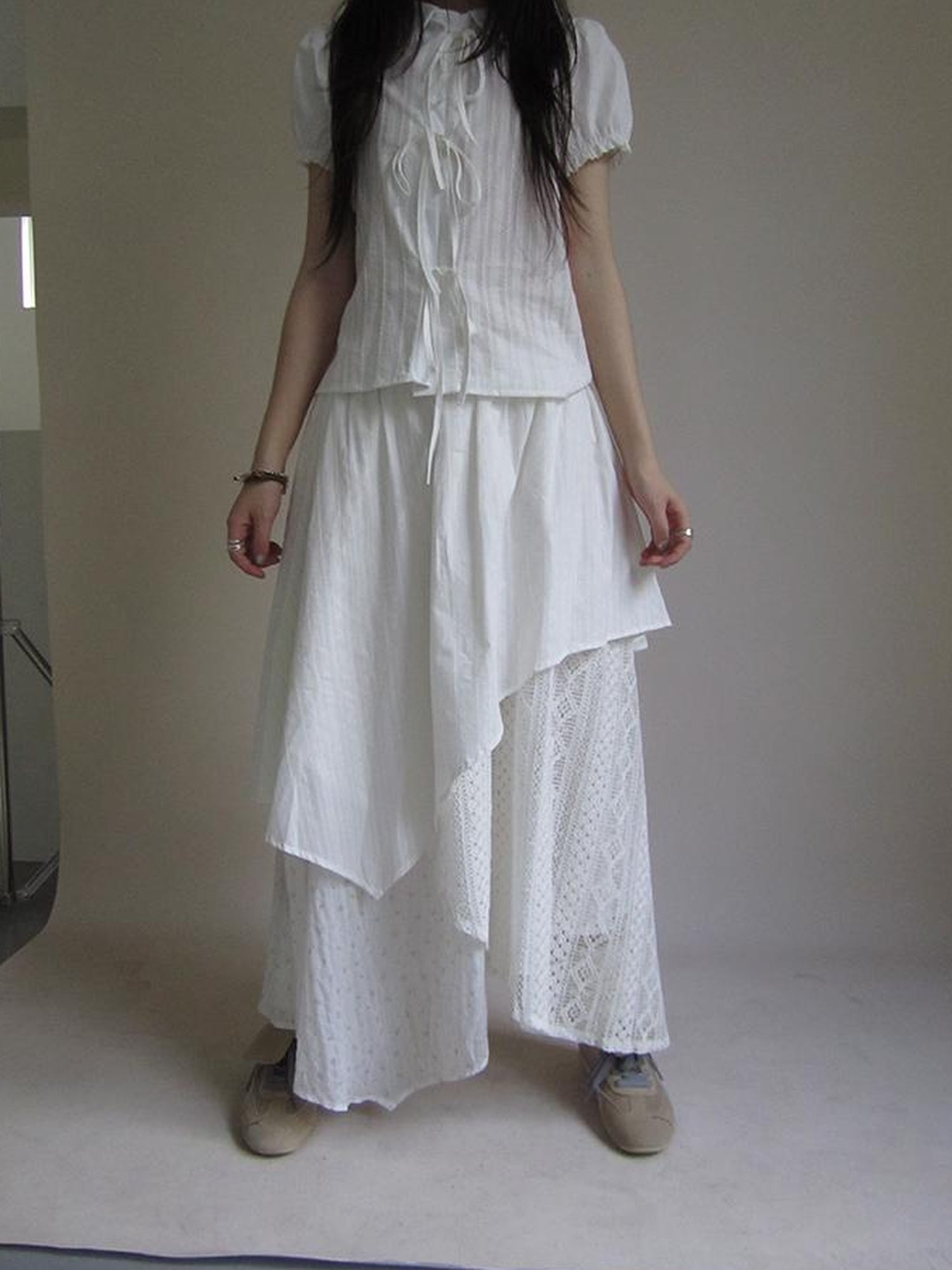 ang project Vintage Floral Patchwork Skirt With Elastic Waist