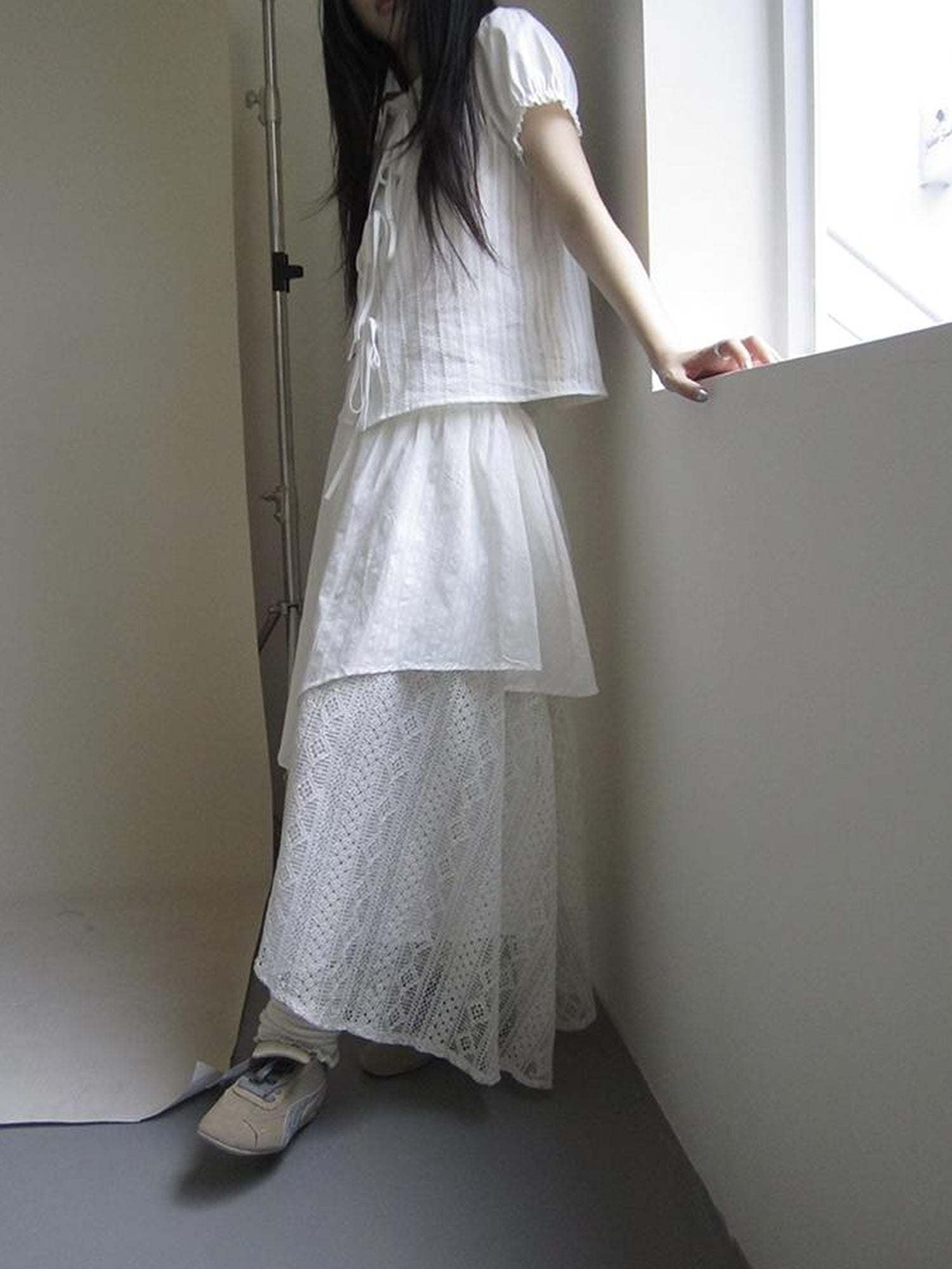 ang project Vintage Floral Patchwork Skirt With Elastic Waist