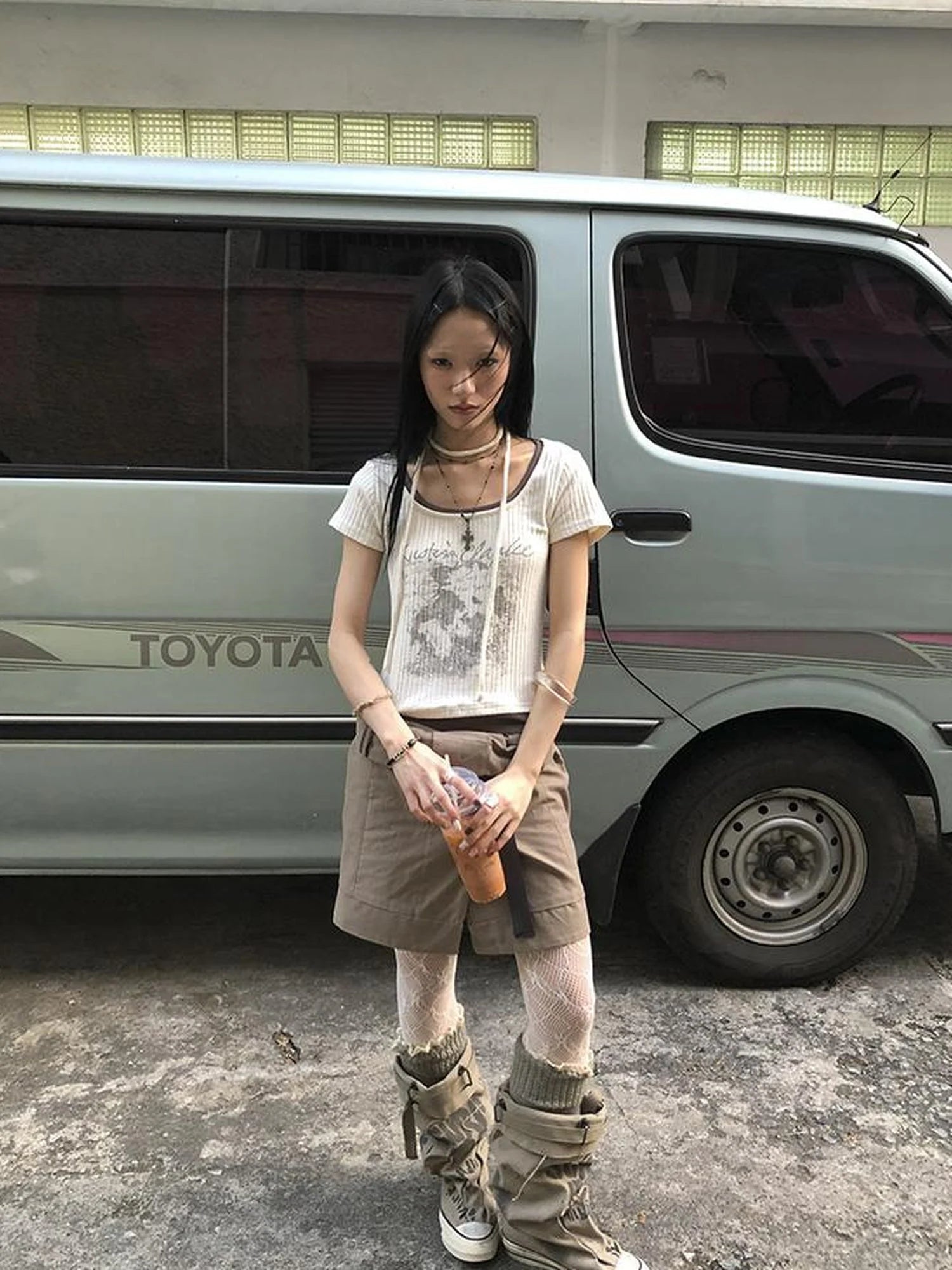 Vintage Floral Print Layered Elastic Short Sleeve Tee With Scarf