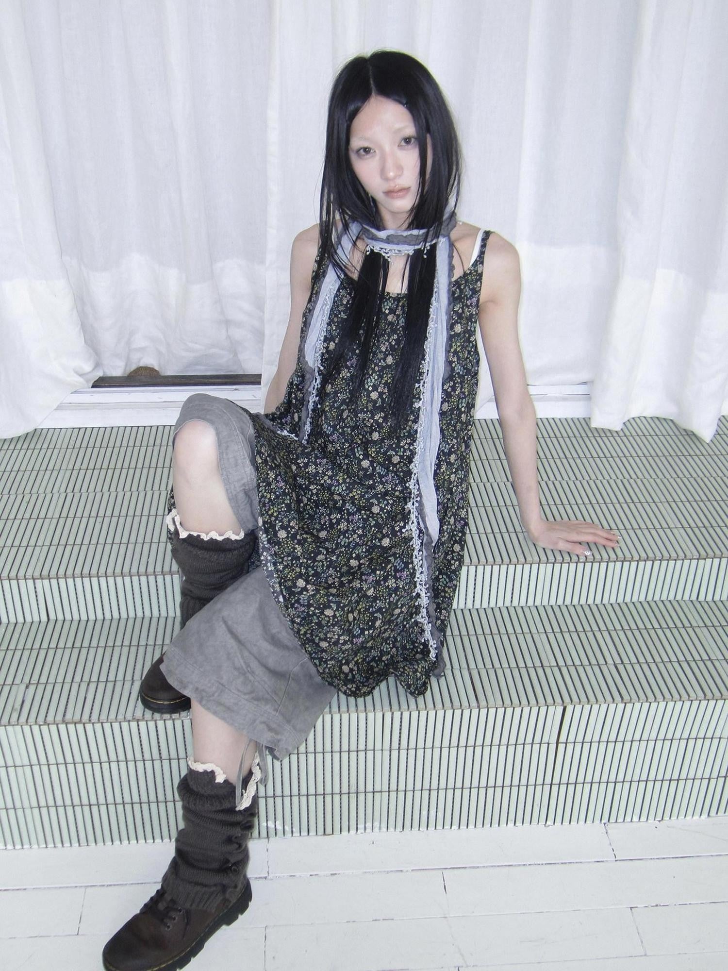 ang project Vintage Floral Sleeveless Layered Loose A Line Women&