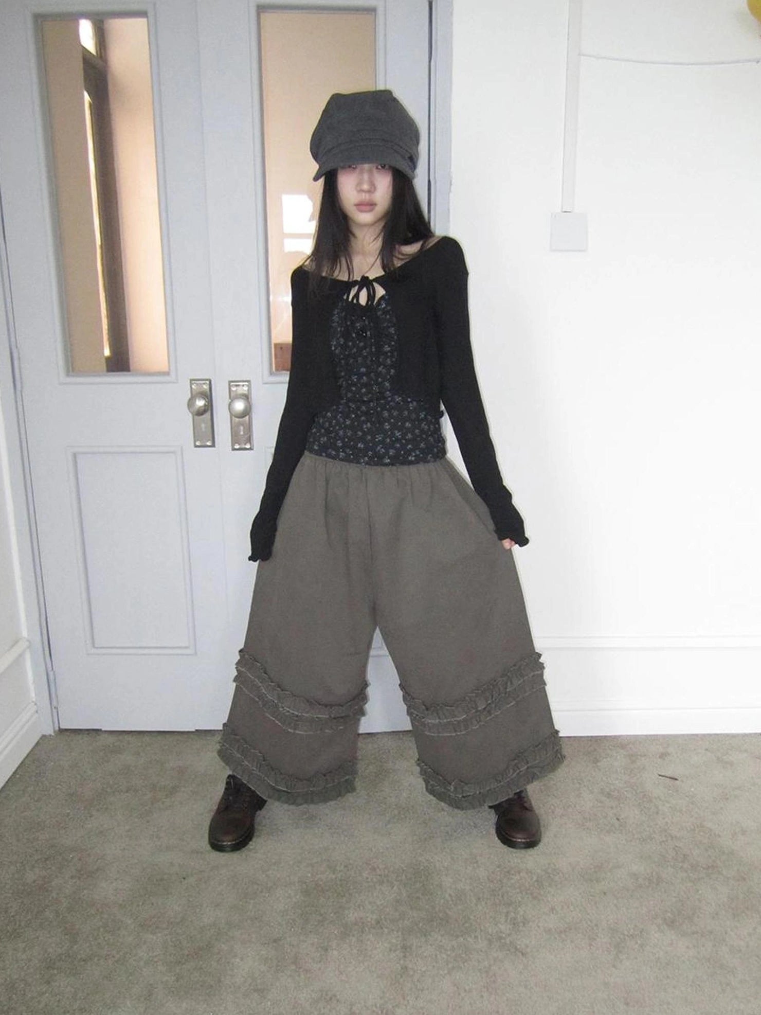 ang project Vintage Floral Tie Front Crop Top And Long Sleeve Cover Set Set