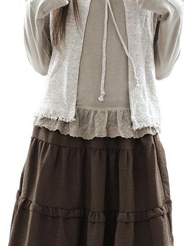 ang project Vintage Fringe Lace Trim Spliced Two Piece Women&