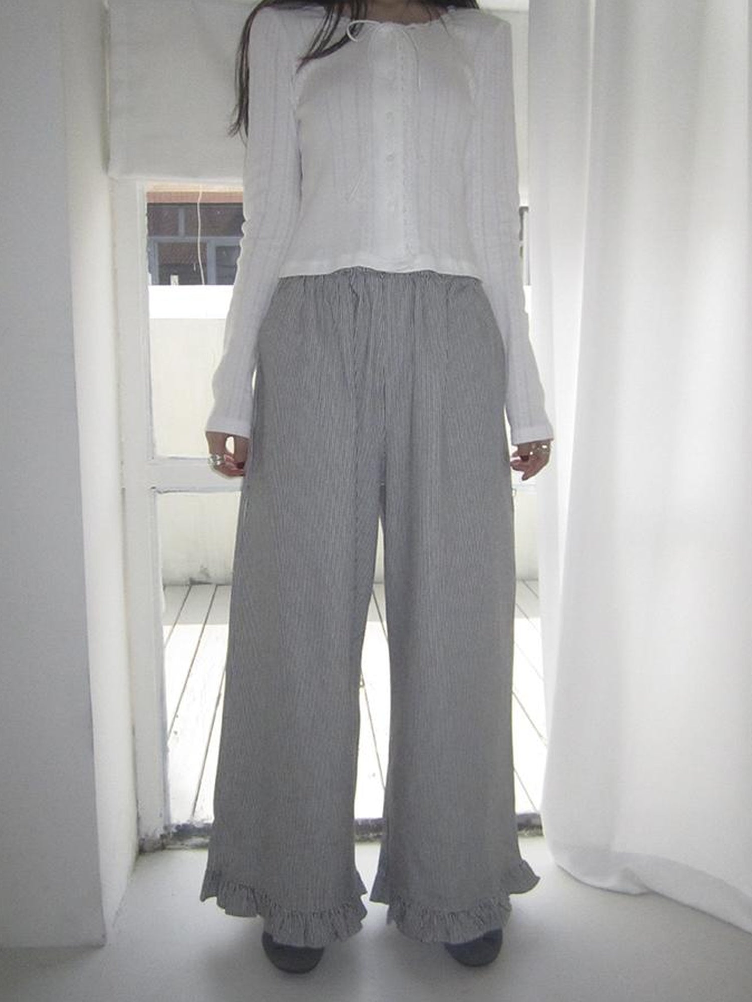 ang project Vintage Fungal Stripe Elastic Waist Wide Leg Pants