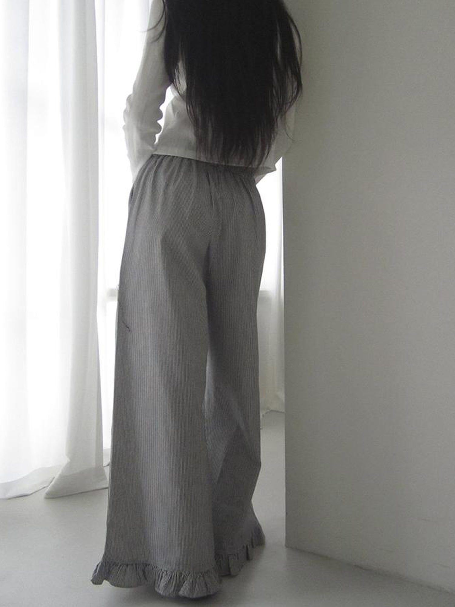 ang project Vintage Fungal Stripe Elastic Waist Wide Leg Pants