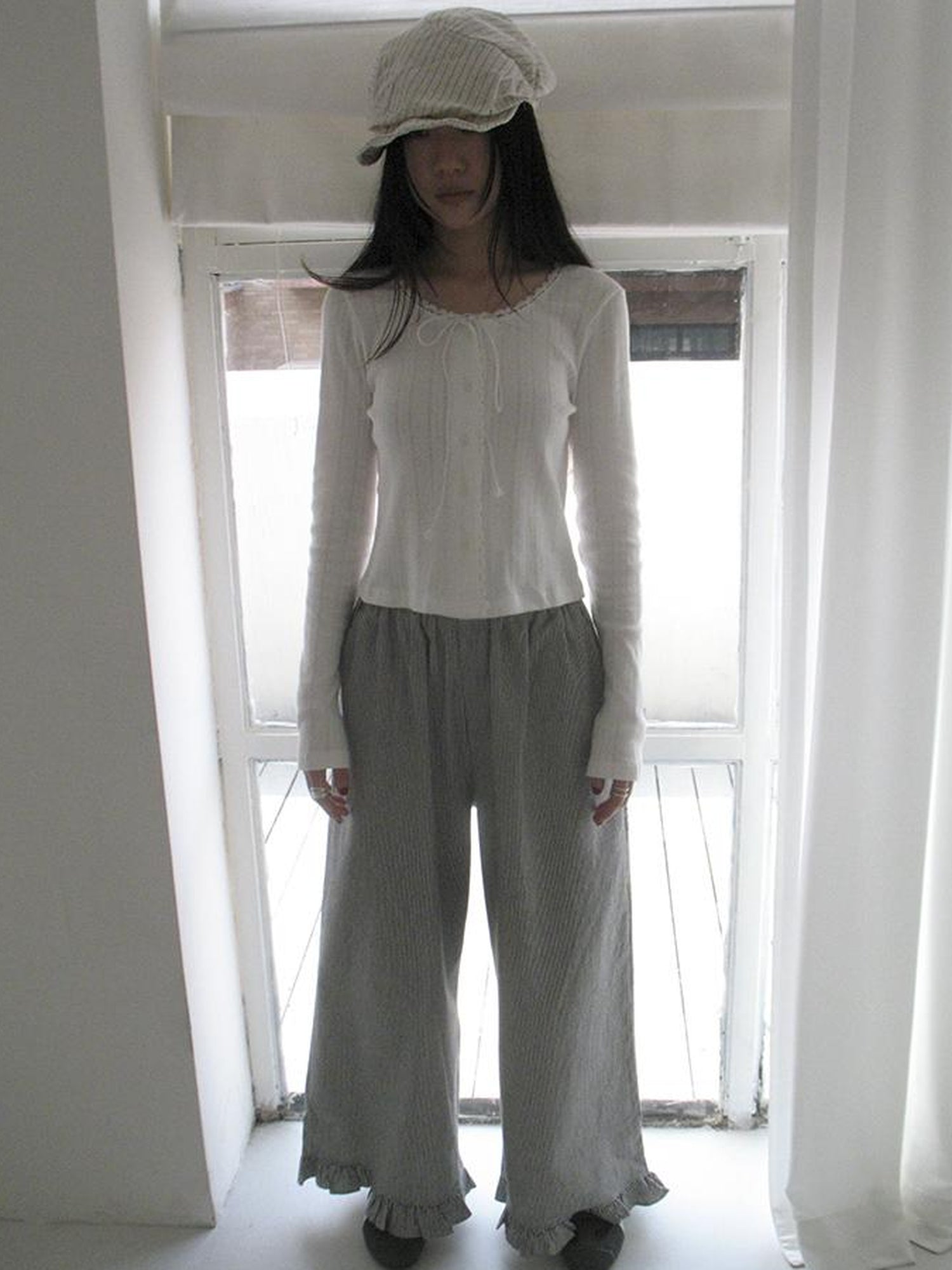 ang project Vintage Fungal Stripe Elastic Waist Wide Leg Pants