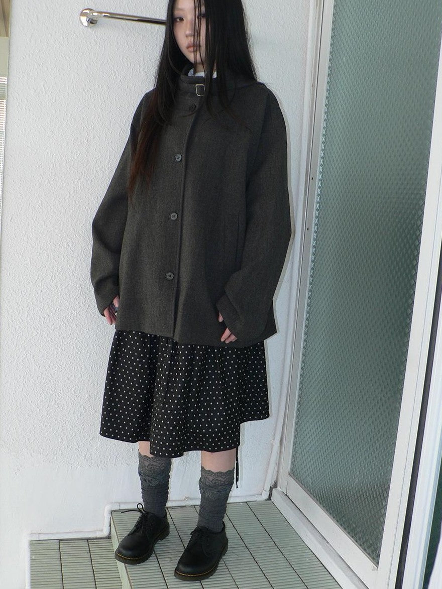 ang project Vintage Funnel Neck Button Front Loose Fit Long Sleeve Women&