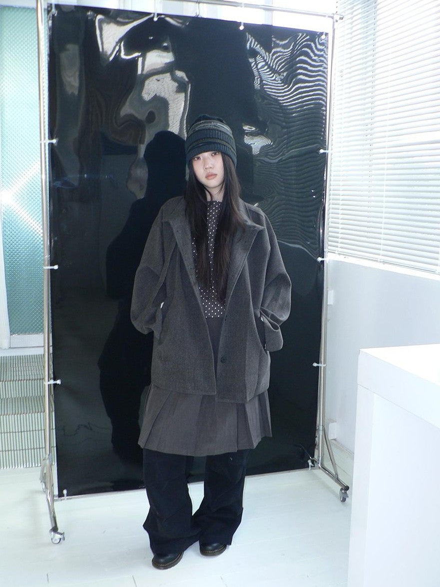 ang project Vintage Funnel Neck Button Front Loose Fit Long Sleeve Women&