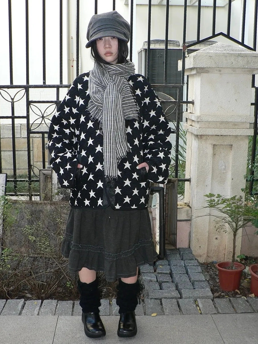 ang project Vintage Grey White Striped Fringe Scarf Scarf