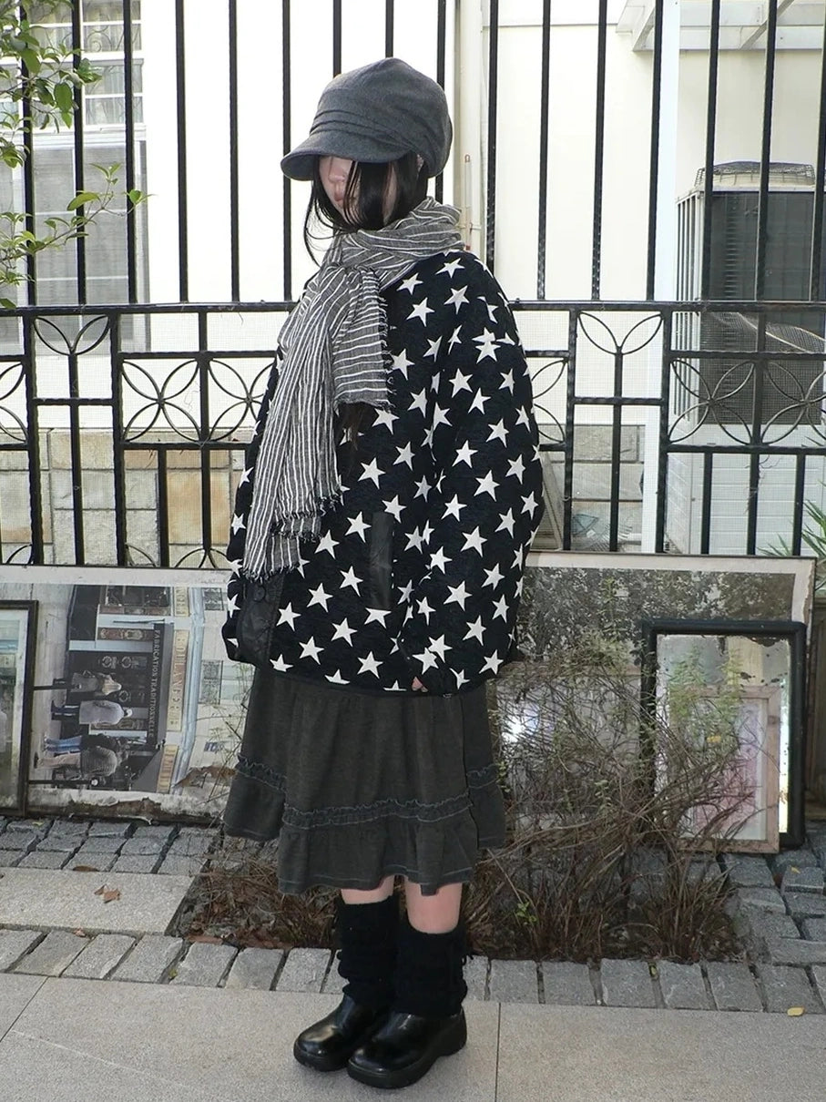 ang project Vintage Grey White Striped Fringe Scarf Scarf