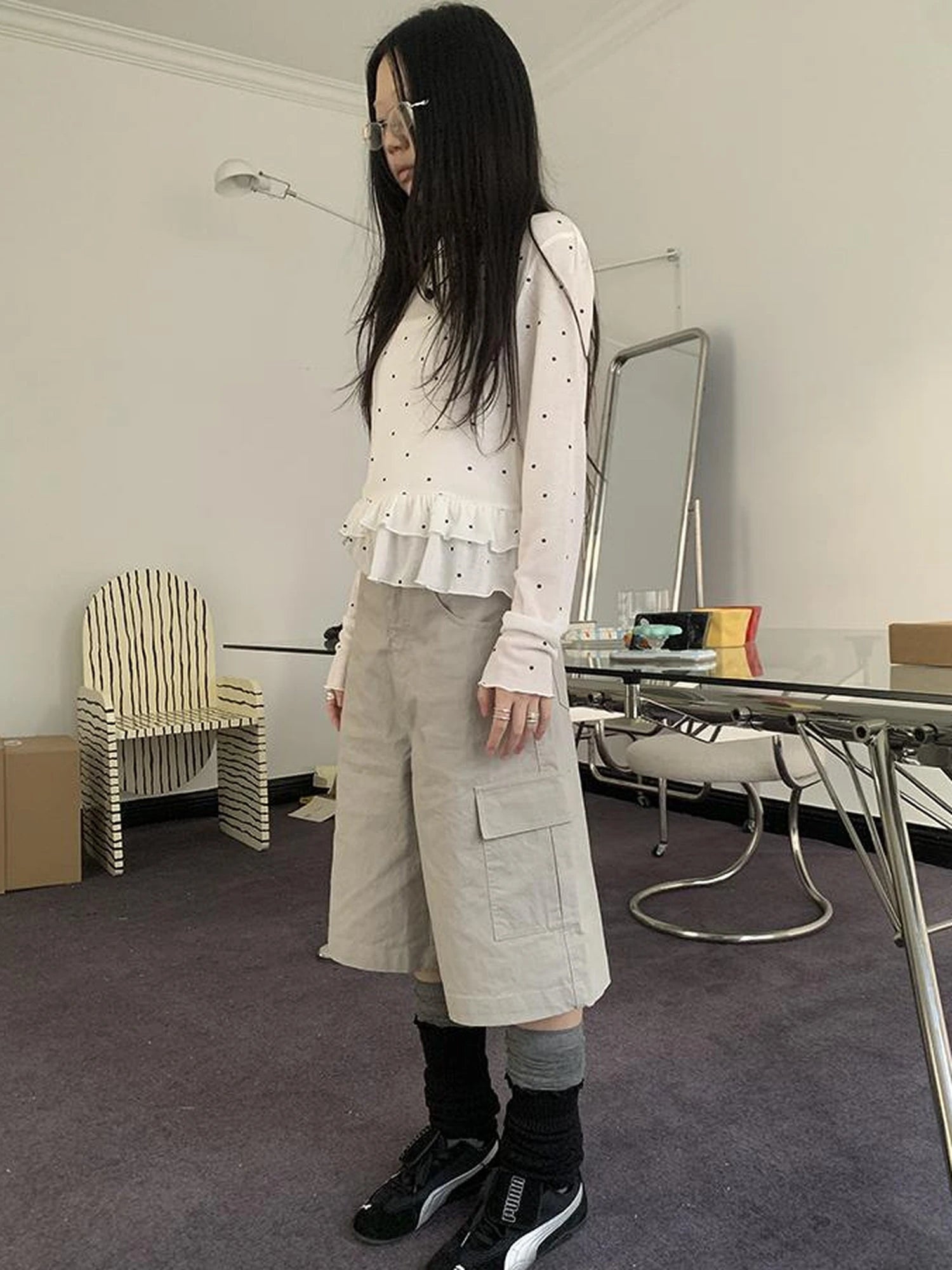 Vintage High Waisted Cargo Capri Pants