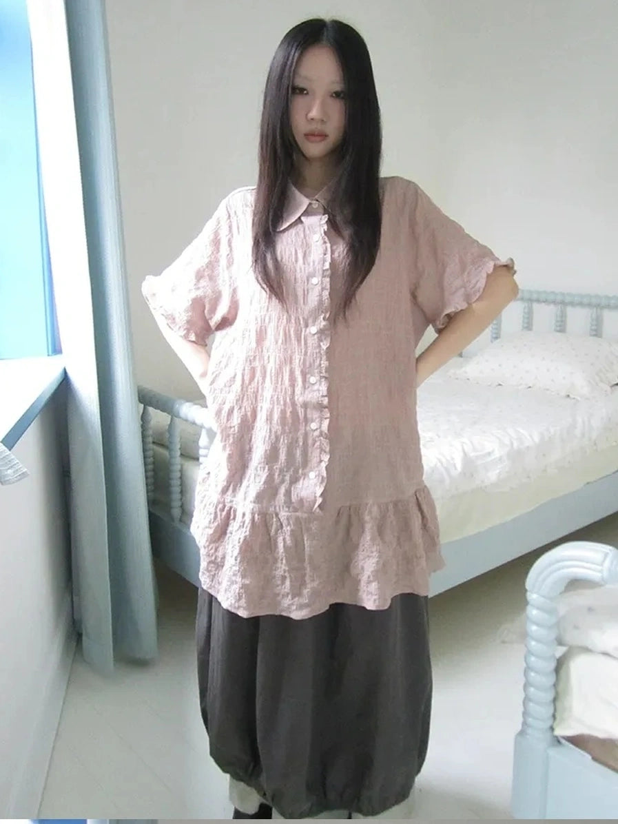 ang project Vintage Houndstooth Collar Shirt Dress Shirts