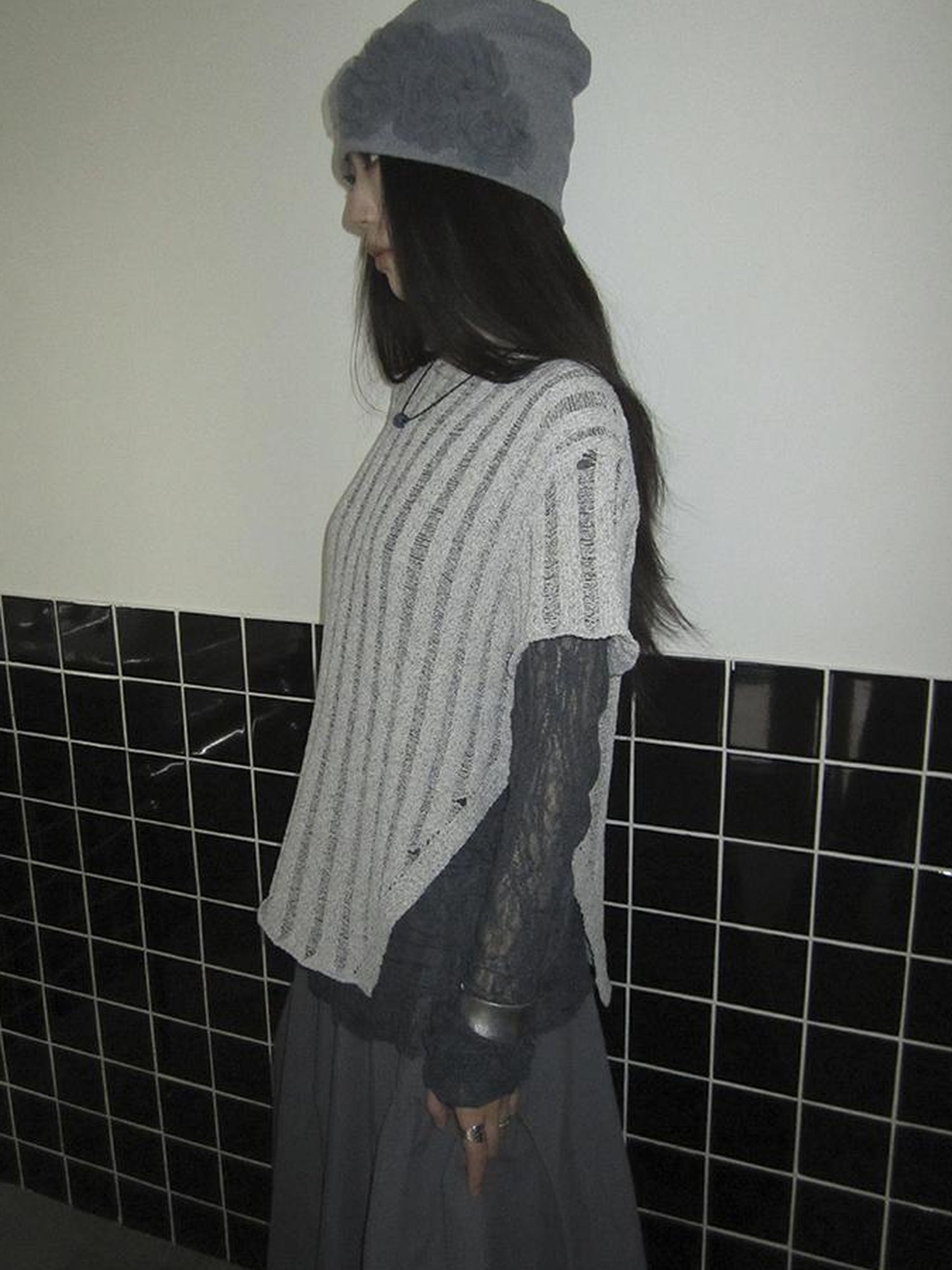 Updateang project Vintage Inspired Knitted Striped Cut Out Tee