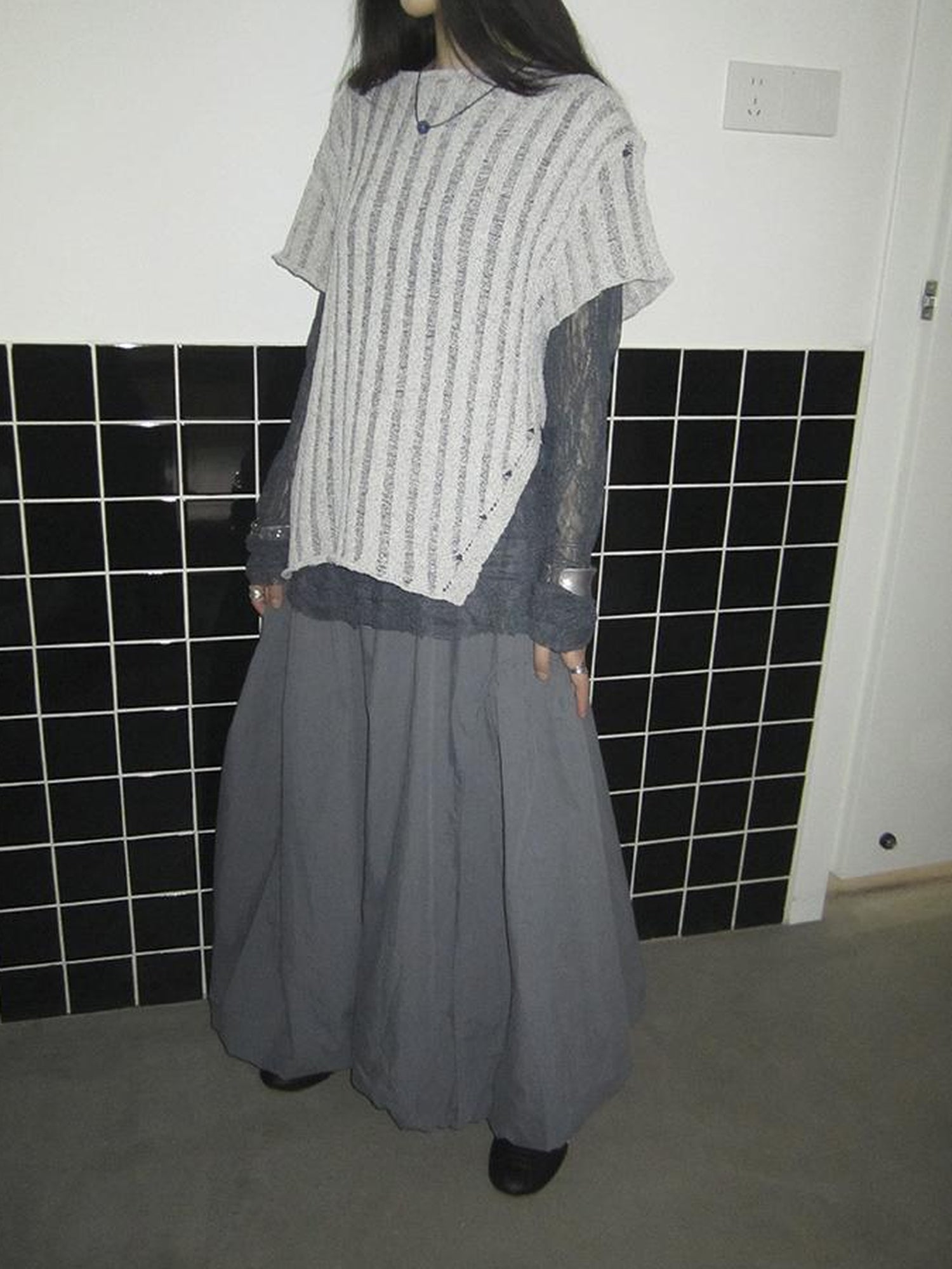Updateang project Vintage Inspired Knitted Striped Cut Out Tee