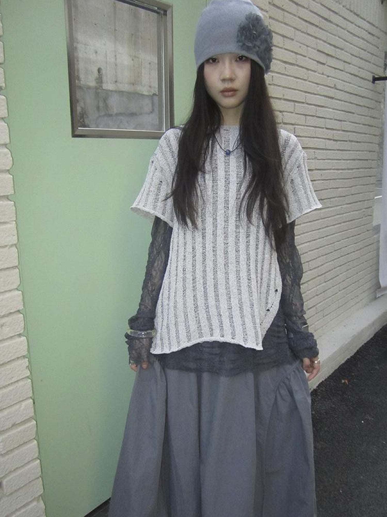 Updateang project Vintage Inspired Knitted Striped Cut Out Tee