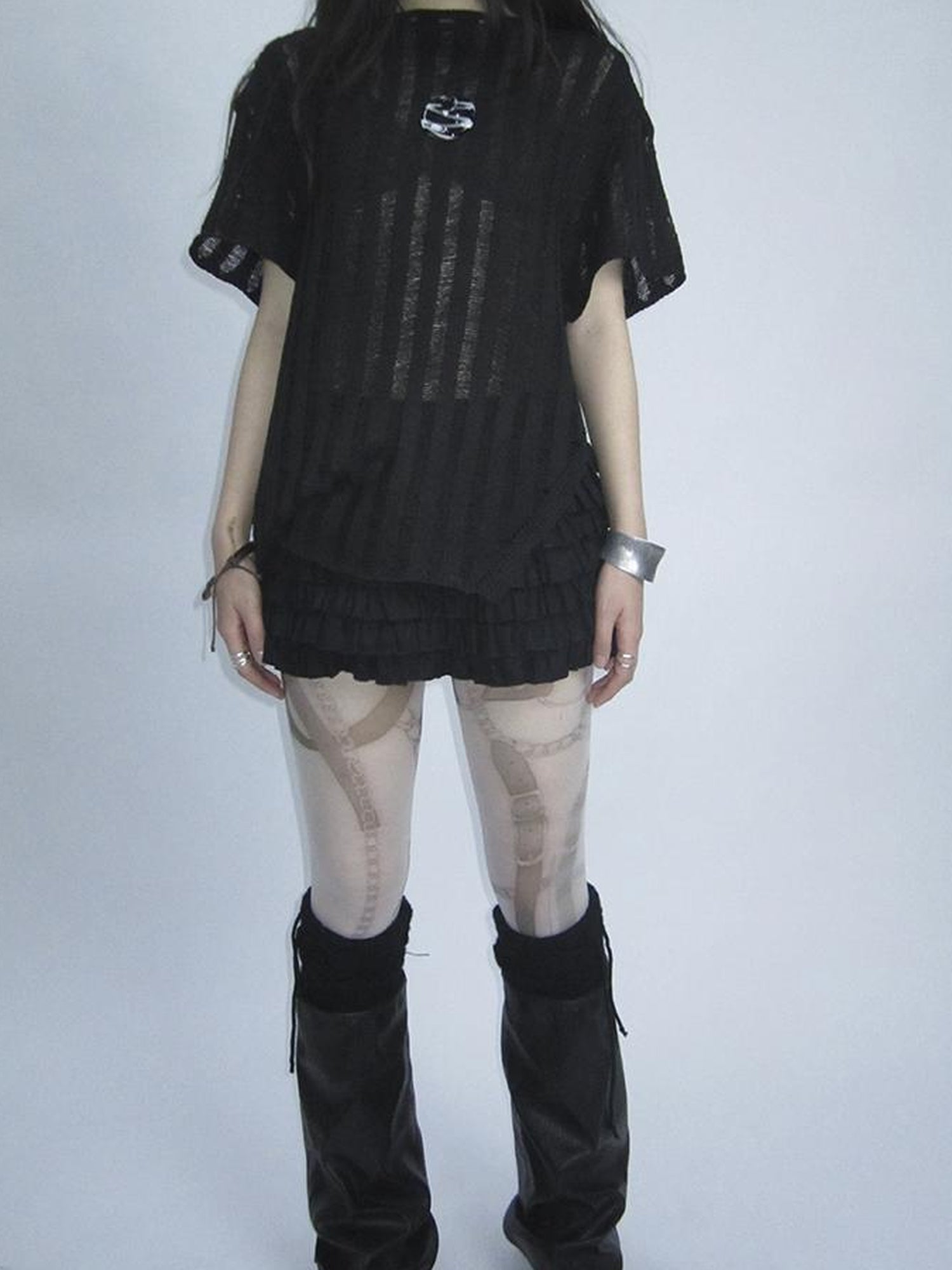Updateang project Vintage Inspired Knitted Striped Cut Out Tee