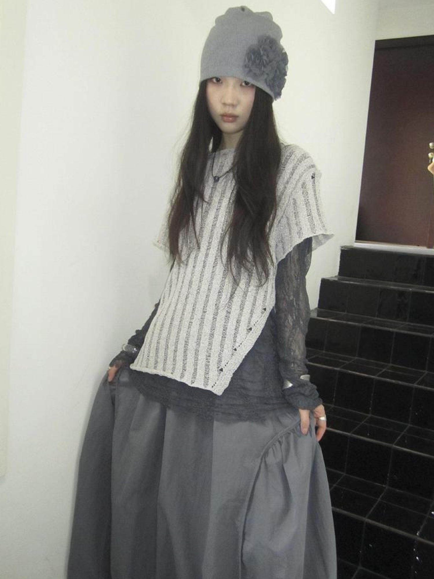Updateang project Vintage Inspired Knitted Striped Cut Out Tee
