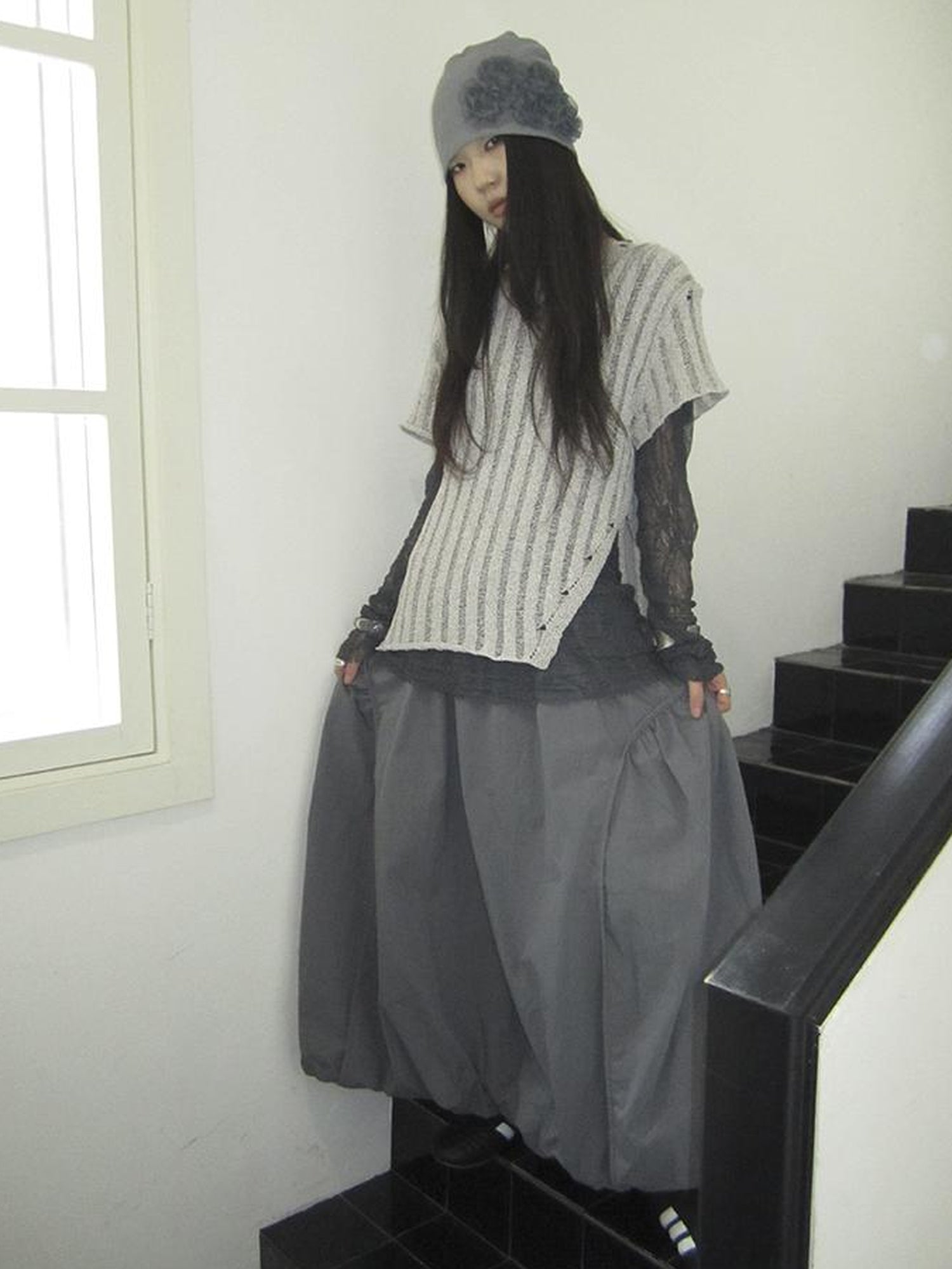 Updateang project Vintage Inspired Knitted Striped Cut Out Tee