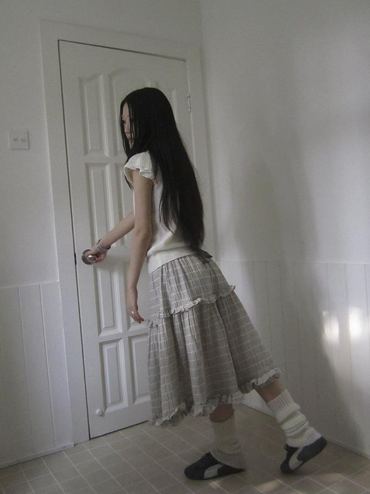 ang project Vintage Inspired Striped Floral Skirt With Elastic Waist