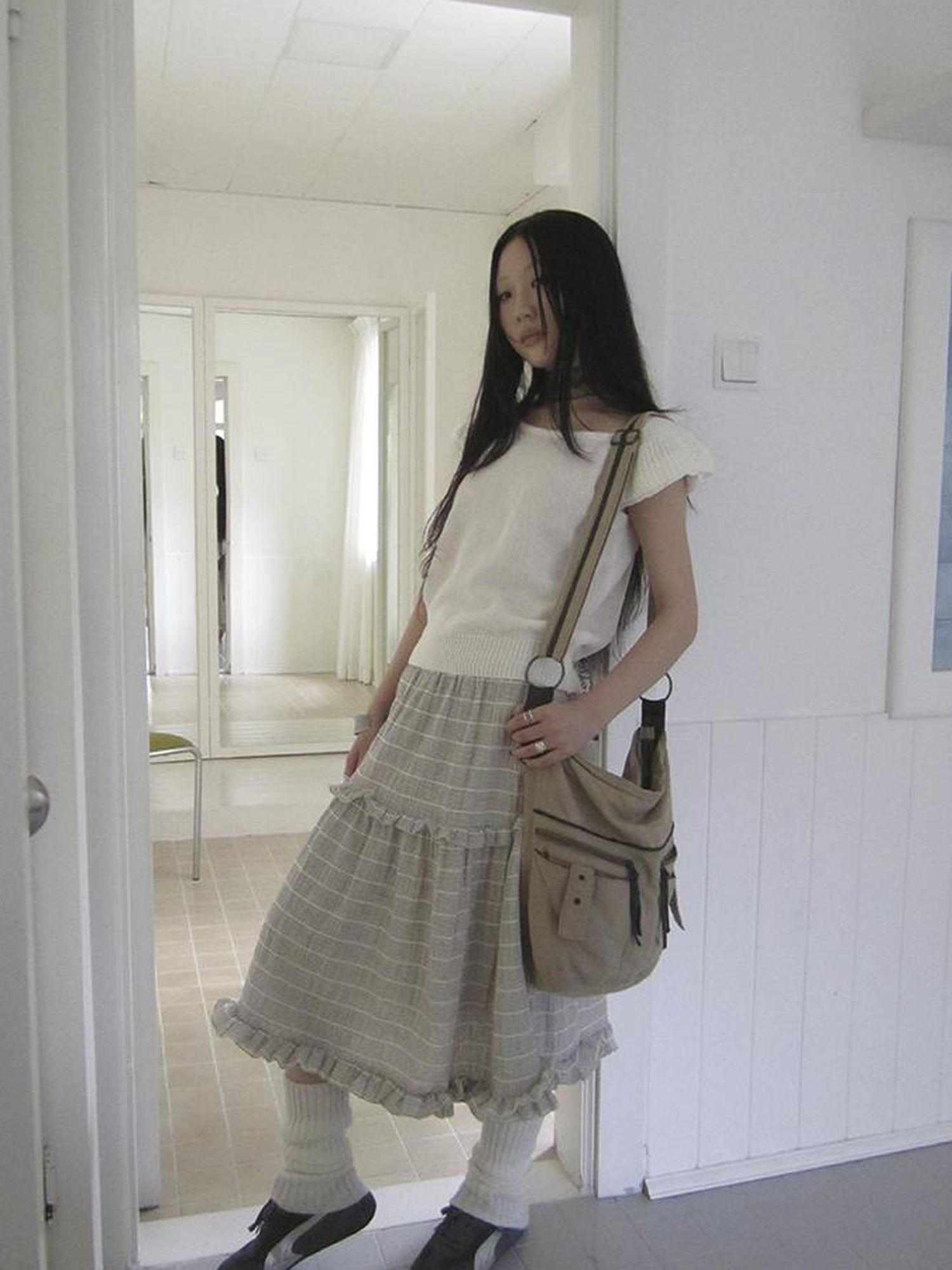 ang project Vintage Inspired Striped Floral Skirt With Elastic Waist