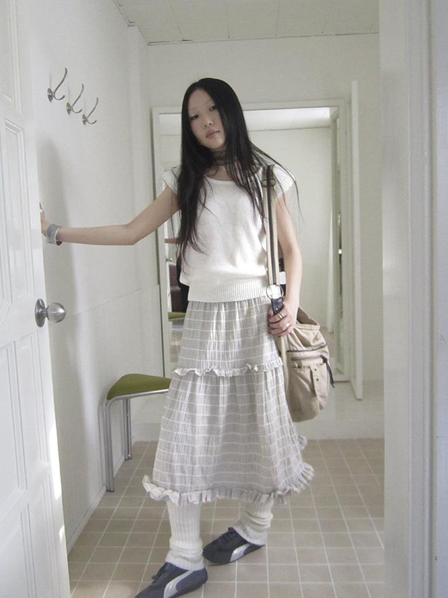 ang project Vintage Inspired Striped Floral Skirt With Elastic Waist
