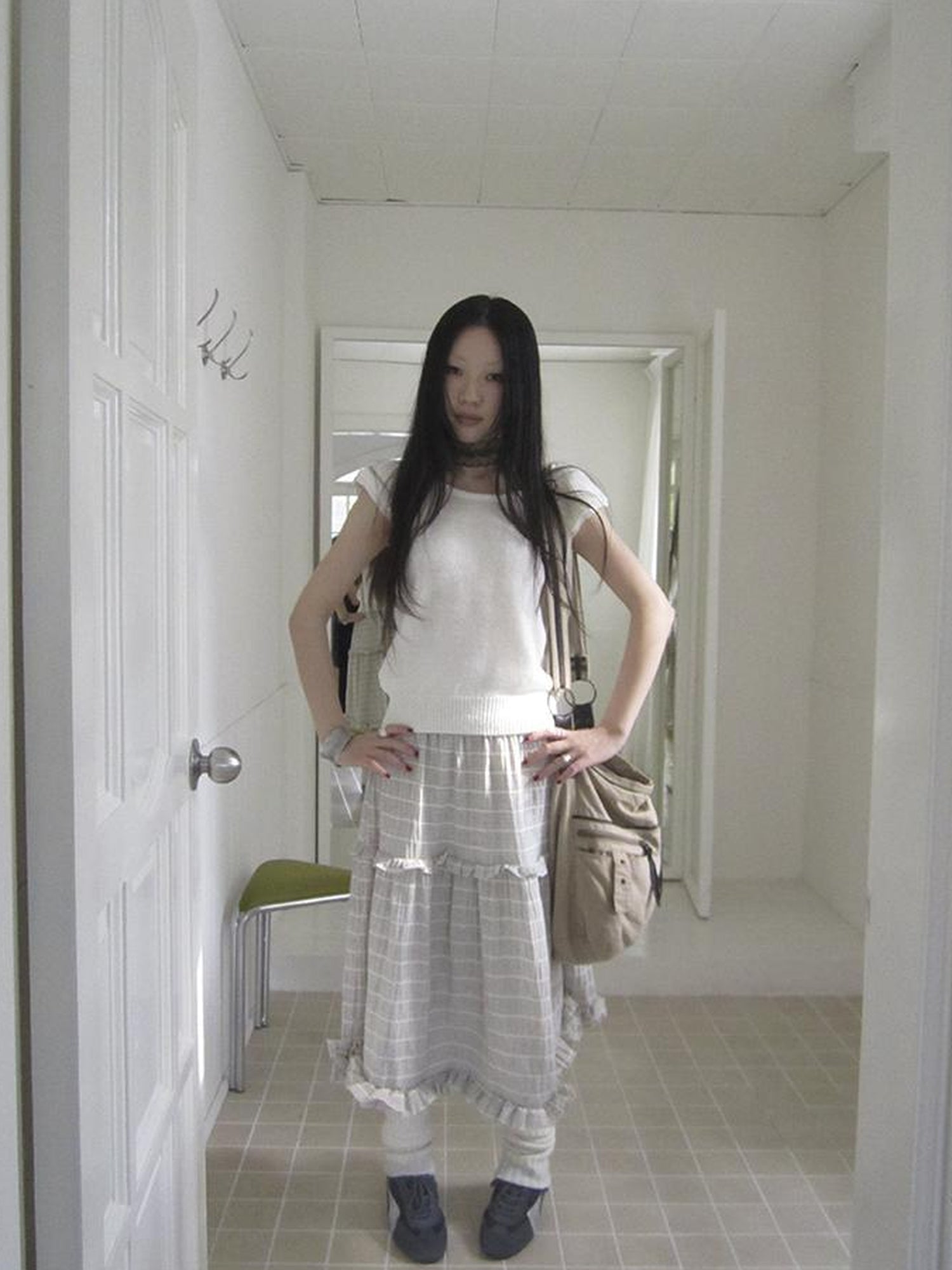 ang project Vintage Inspired Striped Floral Skirt With Elastic Waist