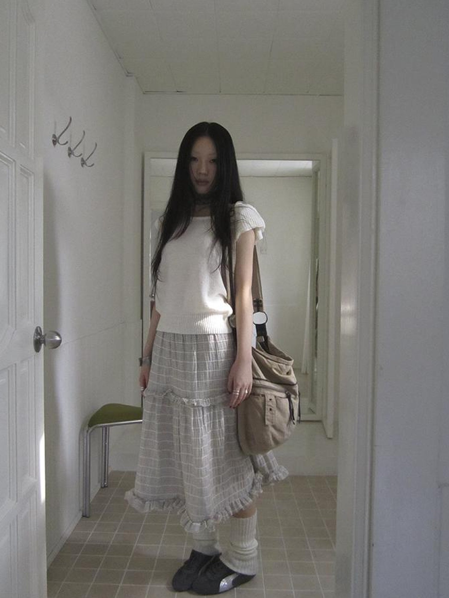 ang project Vintage Inspired Striped Floral Skirt With Elastic Waist