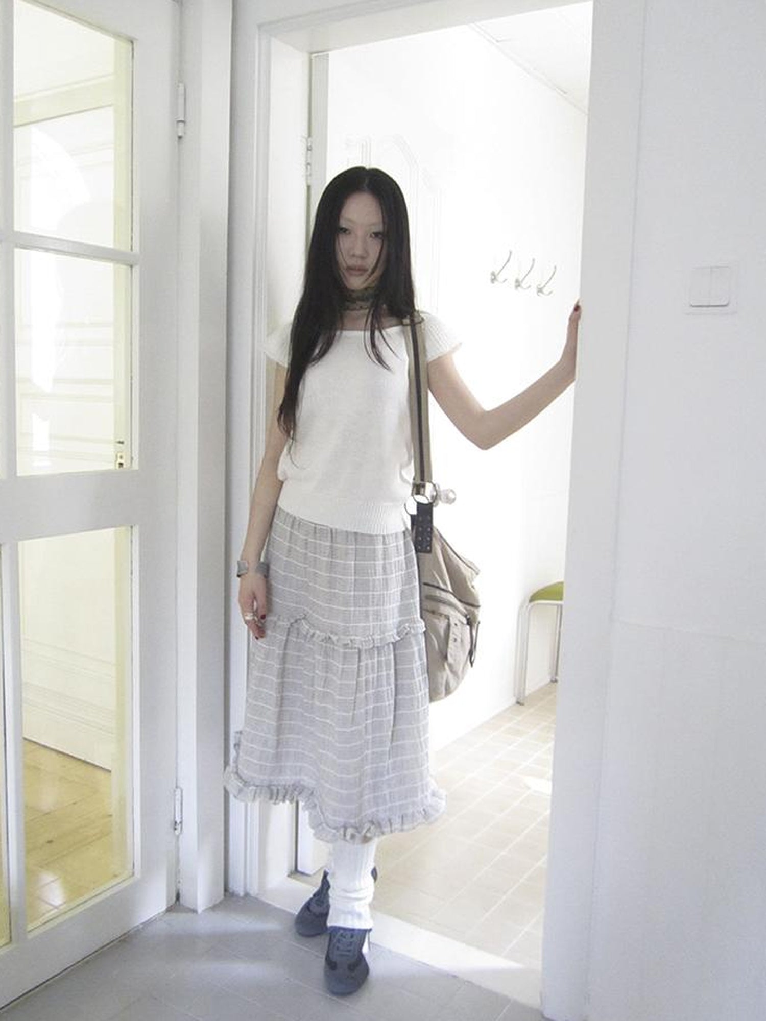 ang project Vintage Inspired Striped Floral Skirt With Elastic Waist