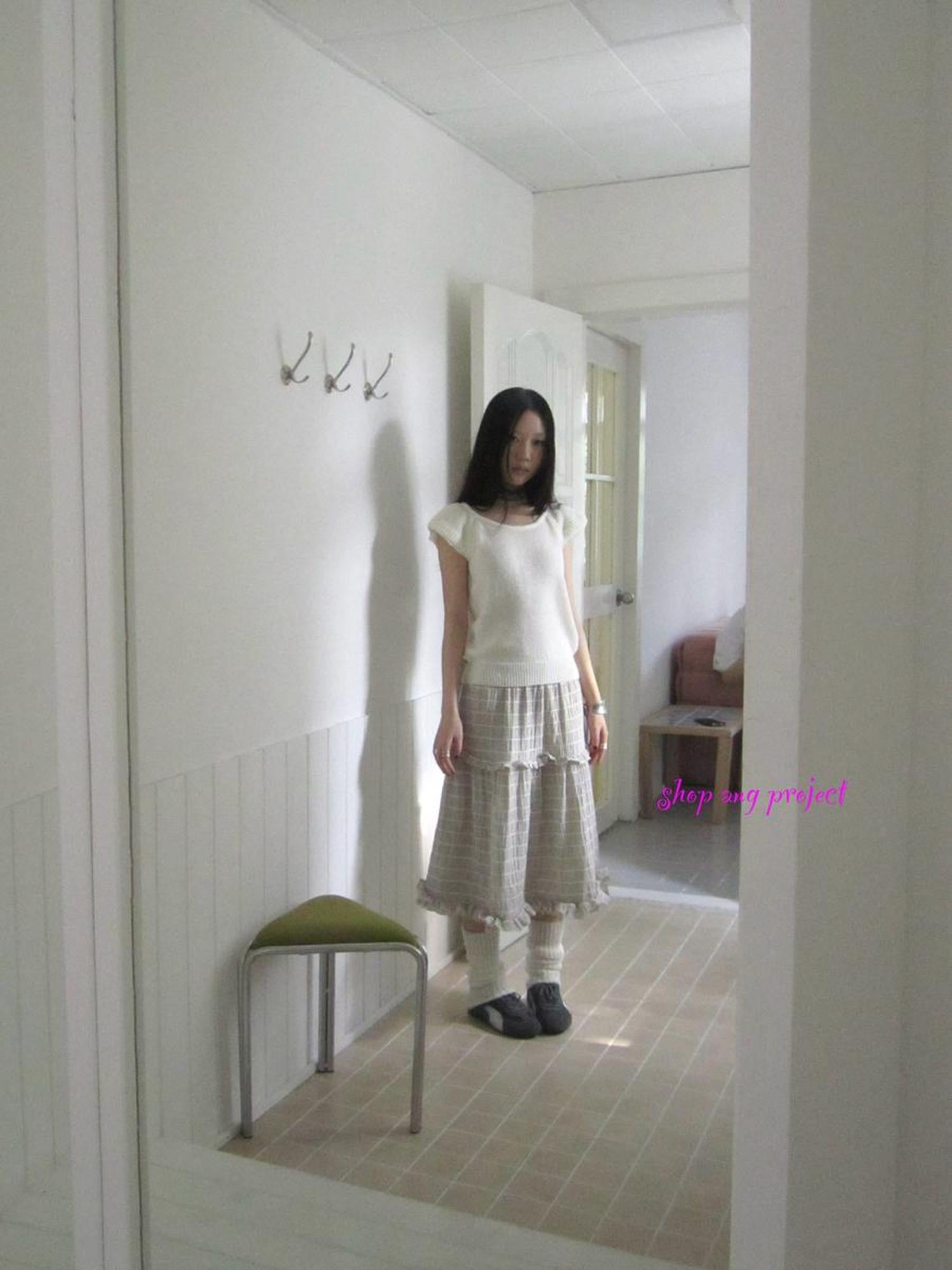 ang project Vintage Inspired Striped Floral Skirt With Elastic Waist