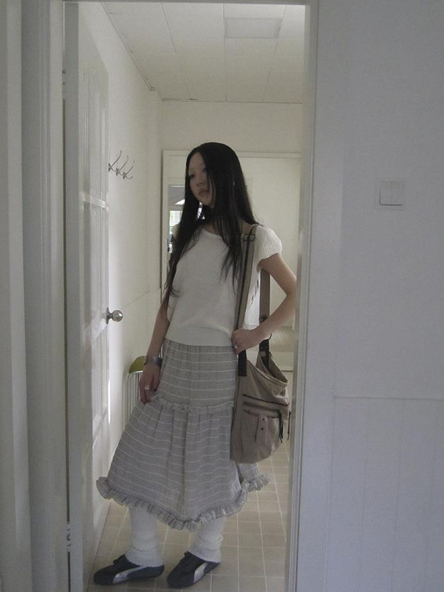 ang project Vintage Inspired Striped Floral Skirt With Elastic Waist