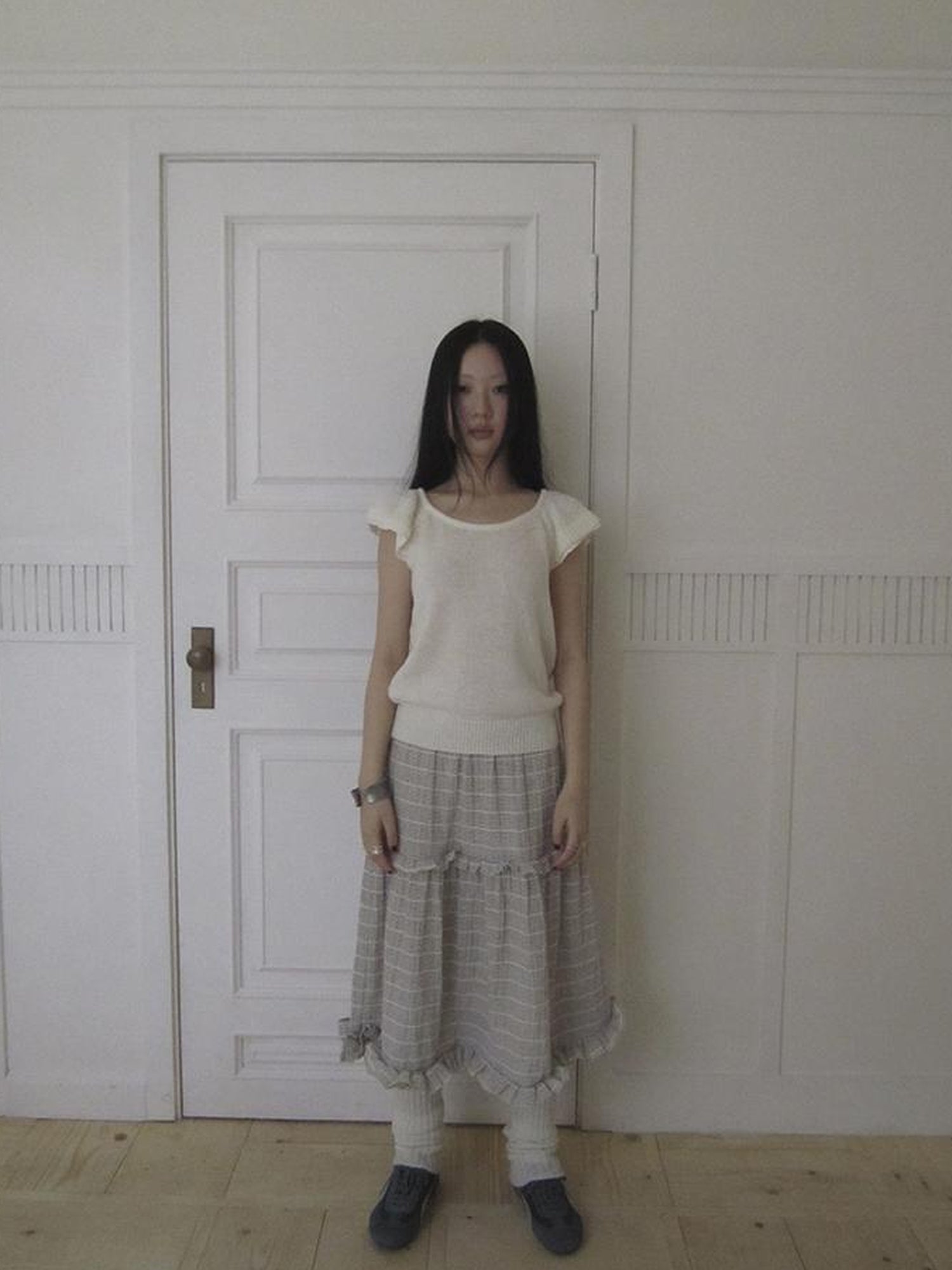 ang project Vintage Inspired Striped Floral Skirt With Elastic Waist