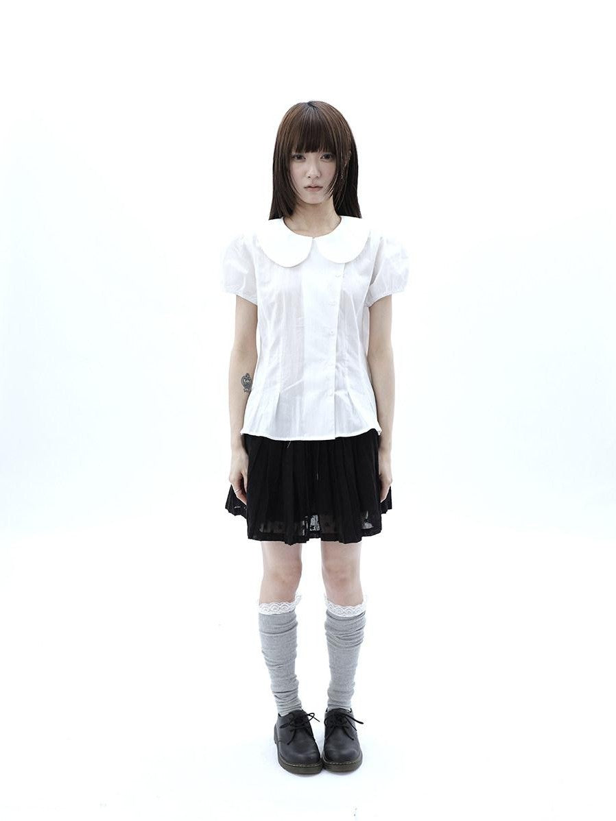 ang project Vintage Jacquard Embroidered Pleated Elastic Waist Women&